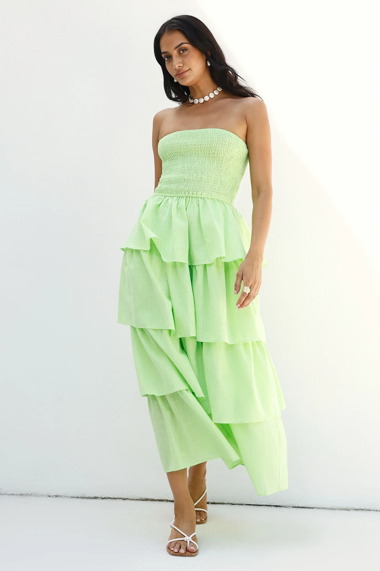 Glass Slipper Strapless Maxi Dress Green - luluinthesky