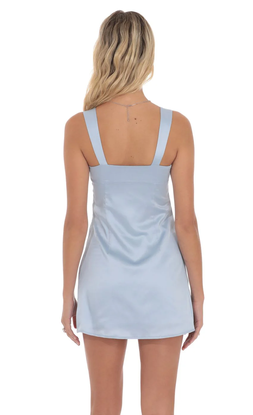 Satin Shift Dress in Light Blue - luluinthesky