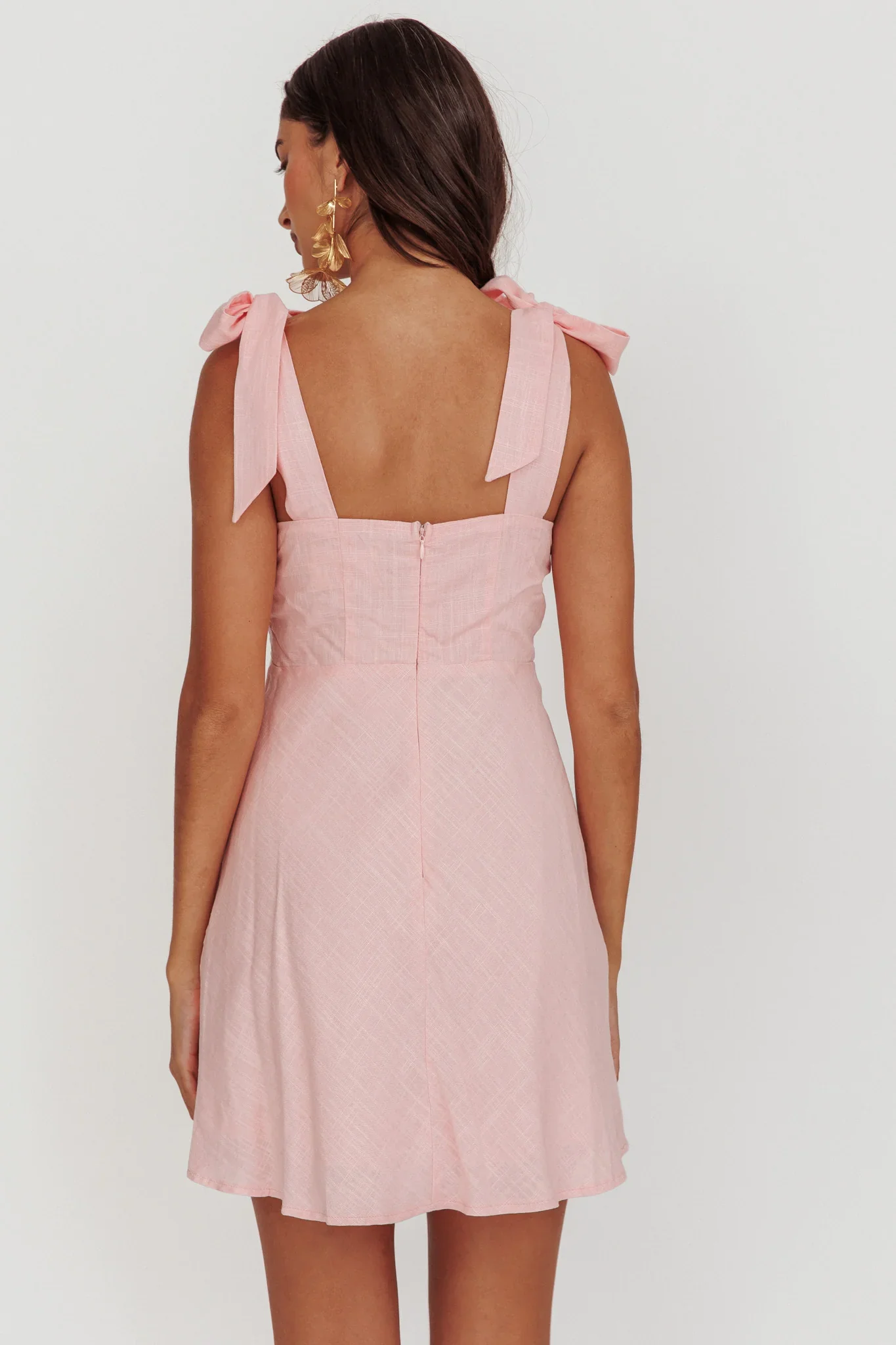 Mykonos Morning Shoulder Mini Dress Baby Pink - luluinthesky