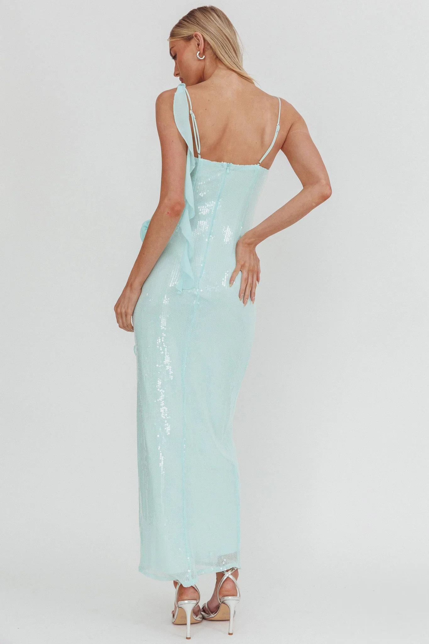 She Glows Cami Strap Sequin Maxi Dress Mint - luluinthesky