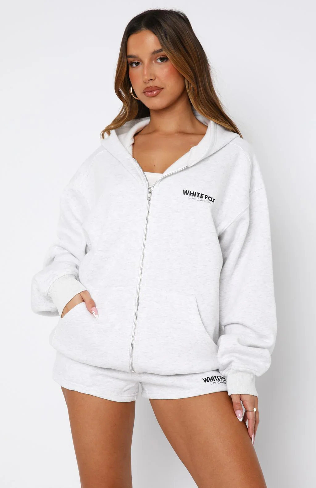 Core Essentials Zip Hoodie Grey Marle - luluinthesky