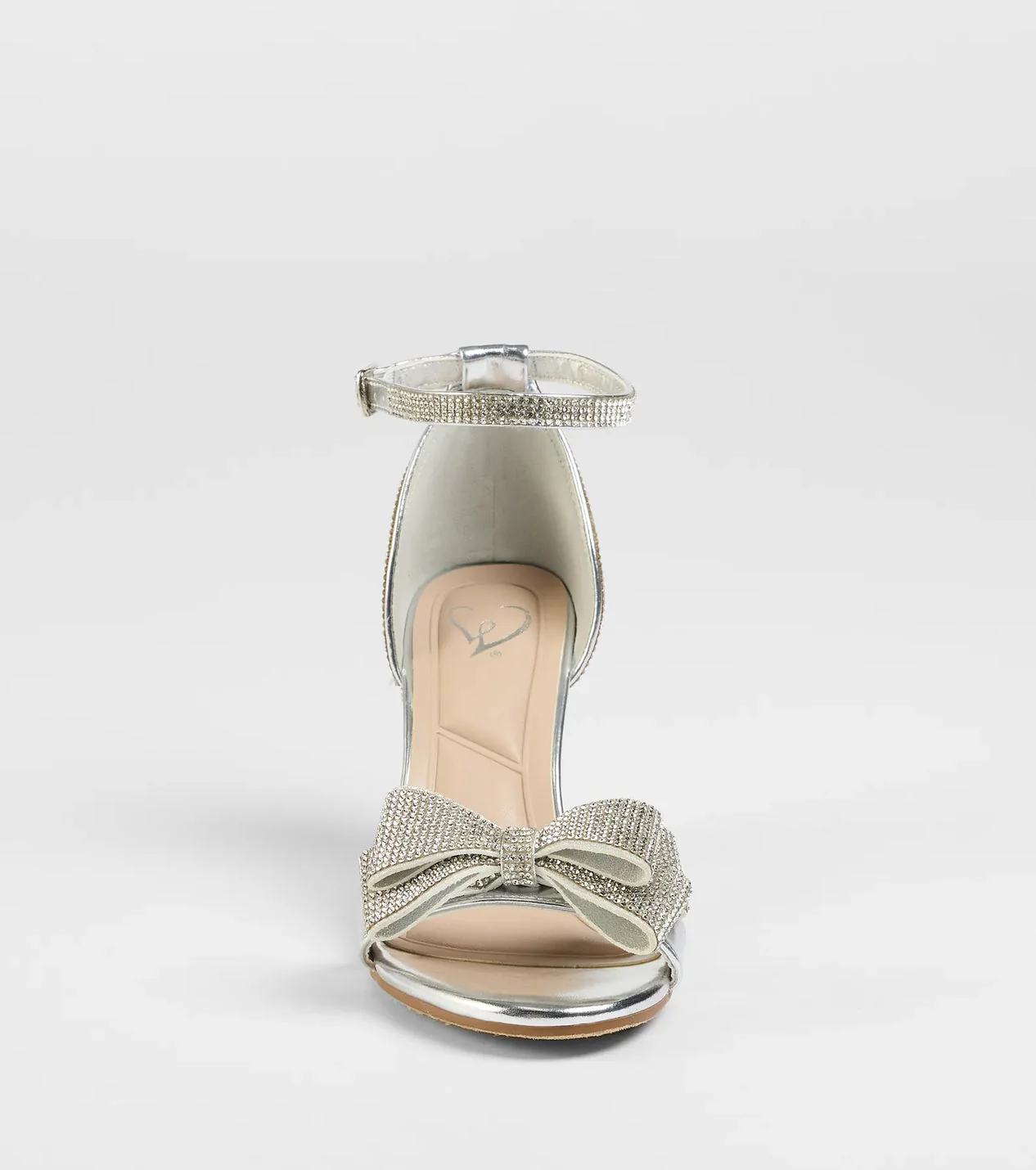 Endless Glam Rhinestone Bow Block Heels - luluinthesky