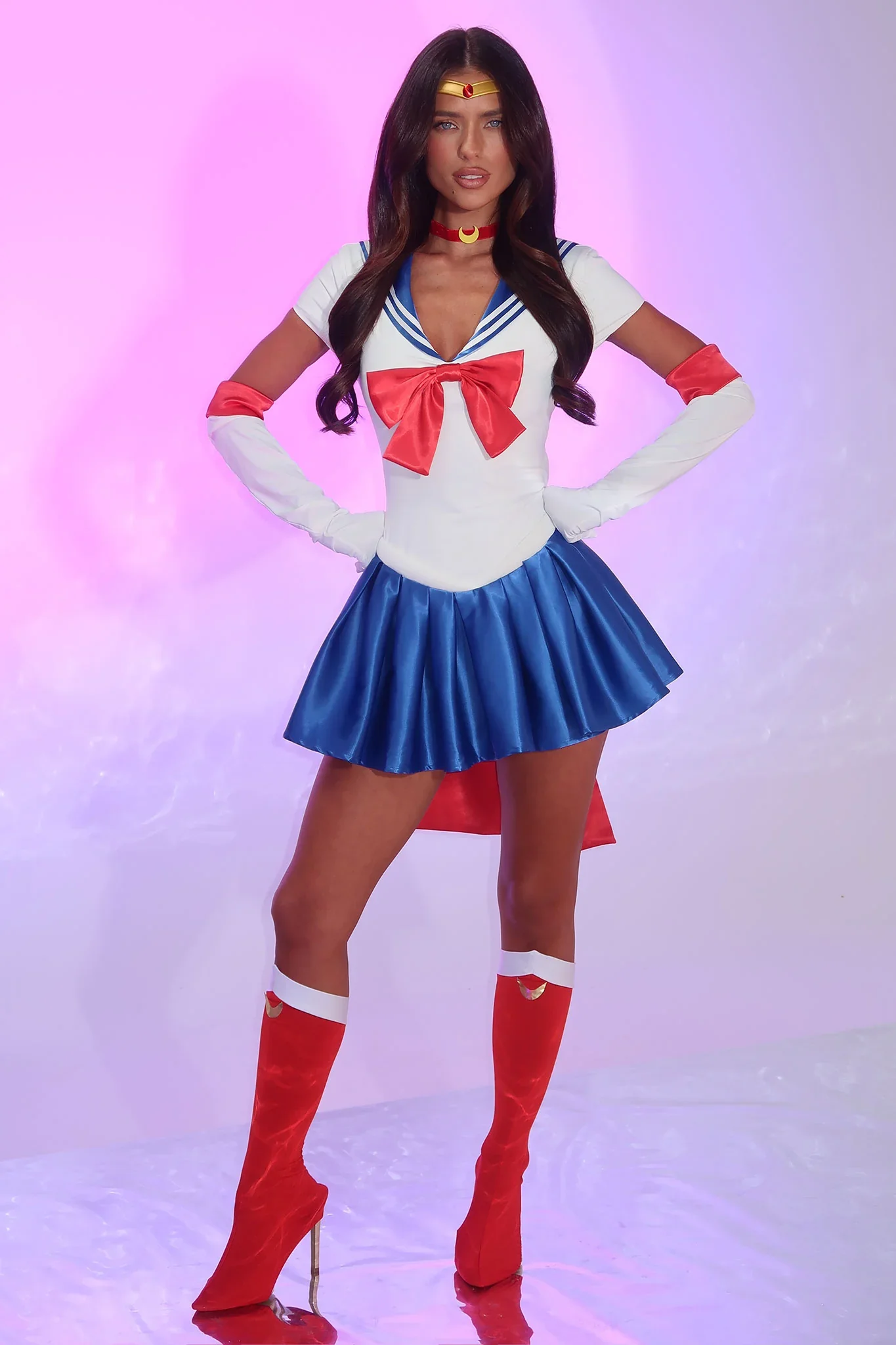 Moonlight Justice 2 Piece Set - White/Blue - luluinthesky