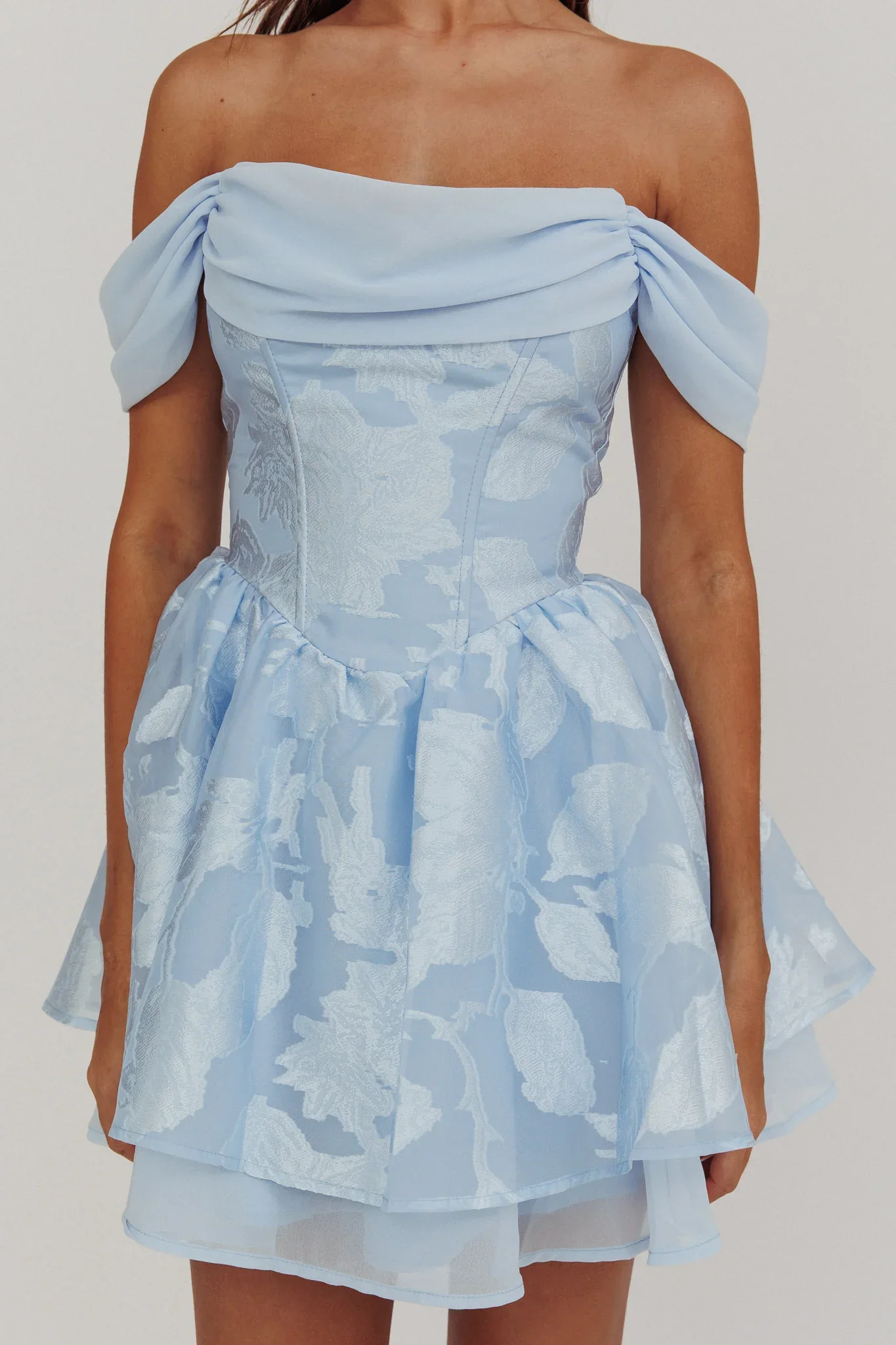 Lusting Off-Shoulder Mini Dress Blue - luluinthesky