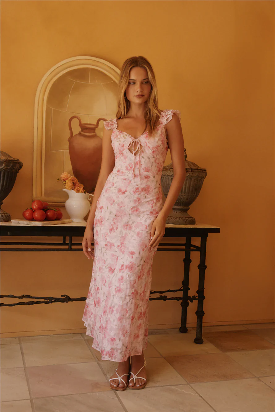 Rose Petal Reverie Midi Dress Pink - luluinthesky