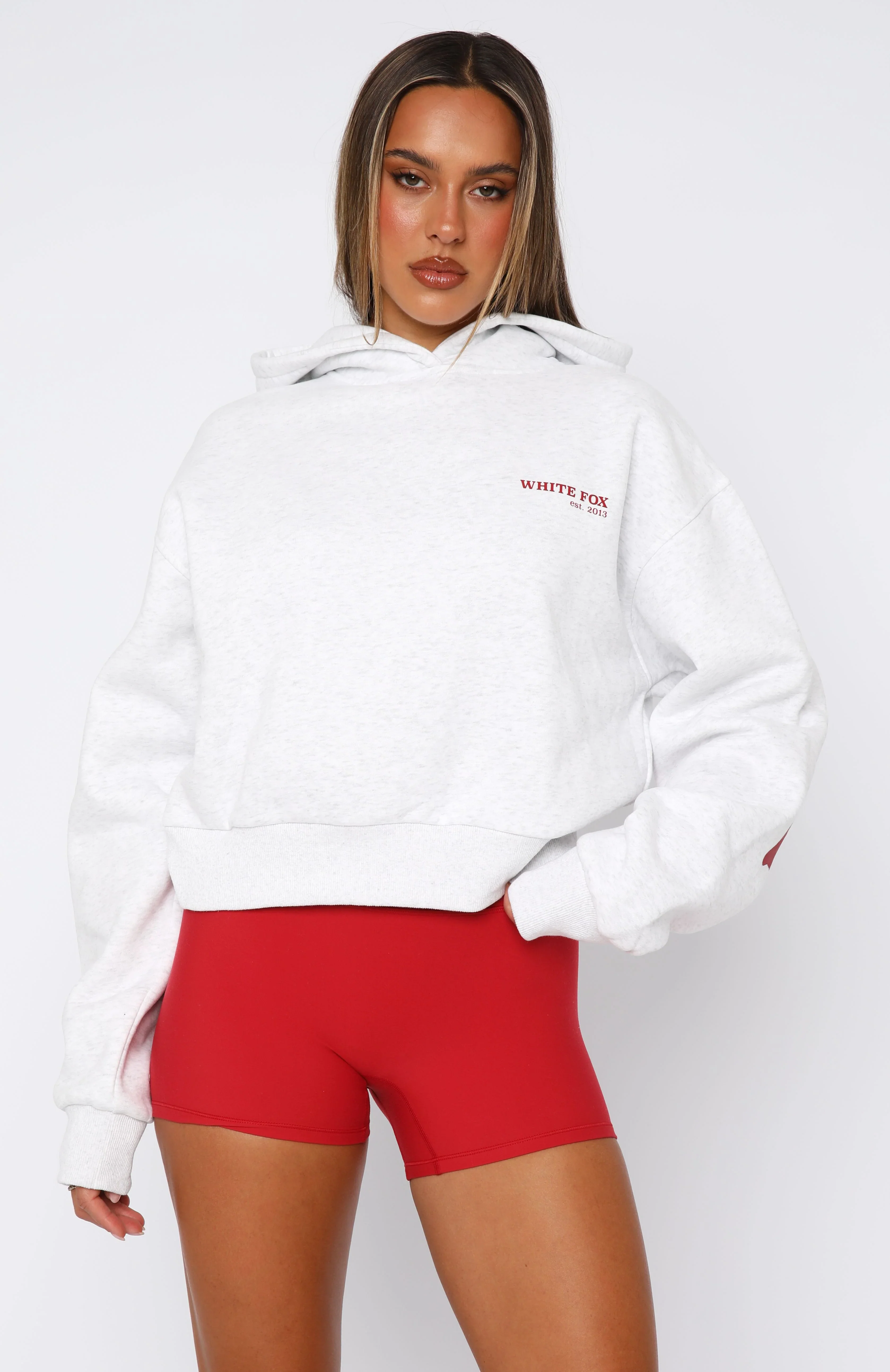 Serving Up Cropped Hoodie Grey Marle - luluinthesky