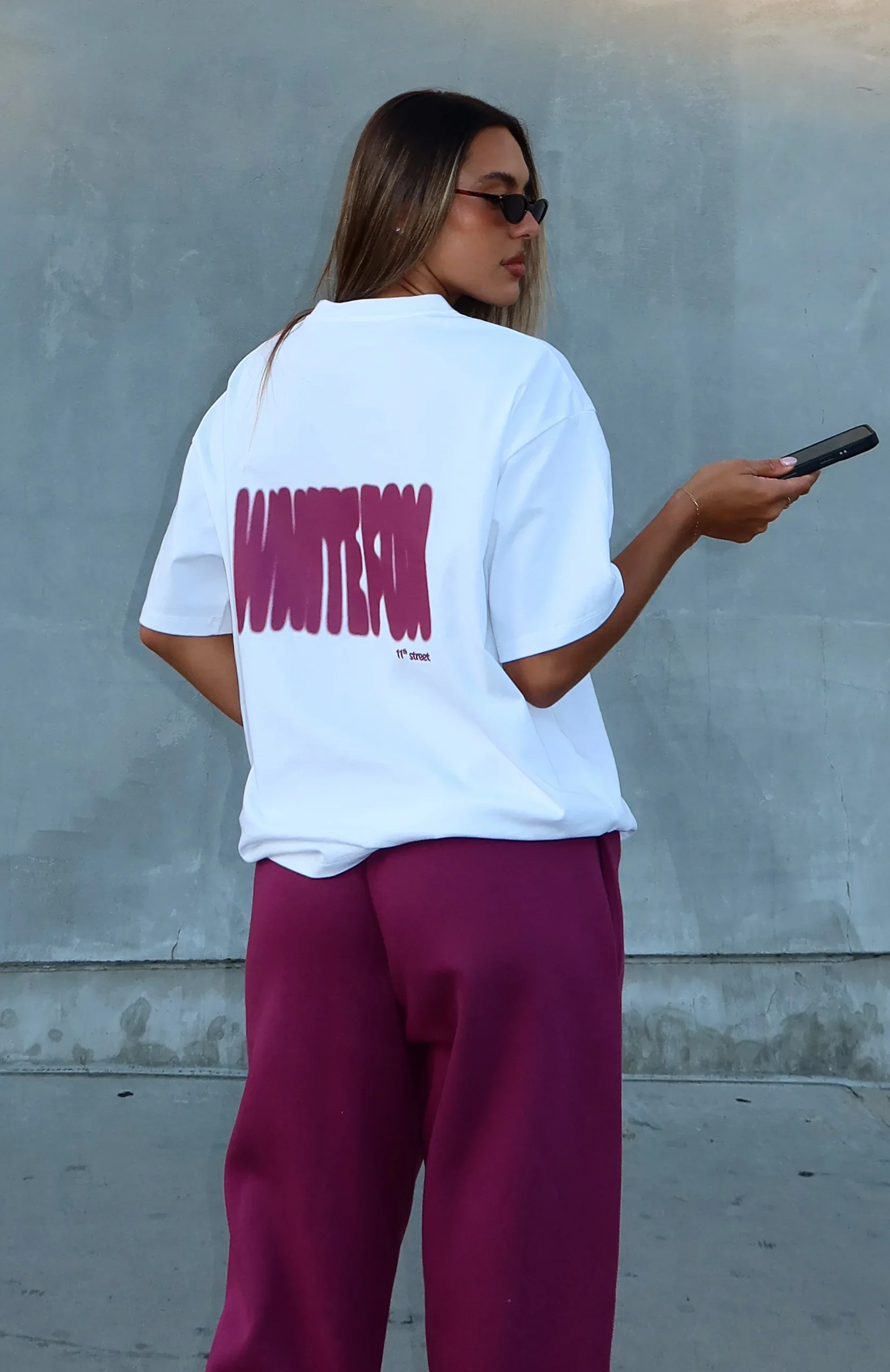 11th Street New York Or Nowhere Oversized Tee Berry Blast - luluinthesky