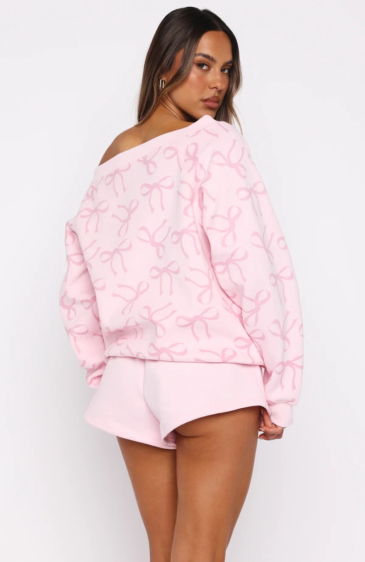 Vol. 1 Off Shoulder Printed Sweater Posy Bow - luluinthesky