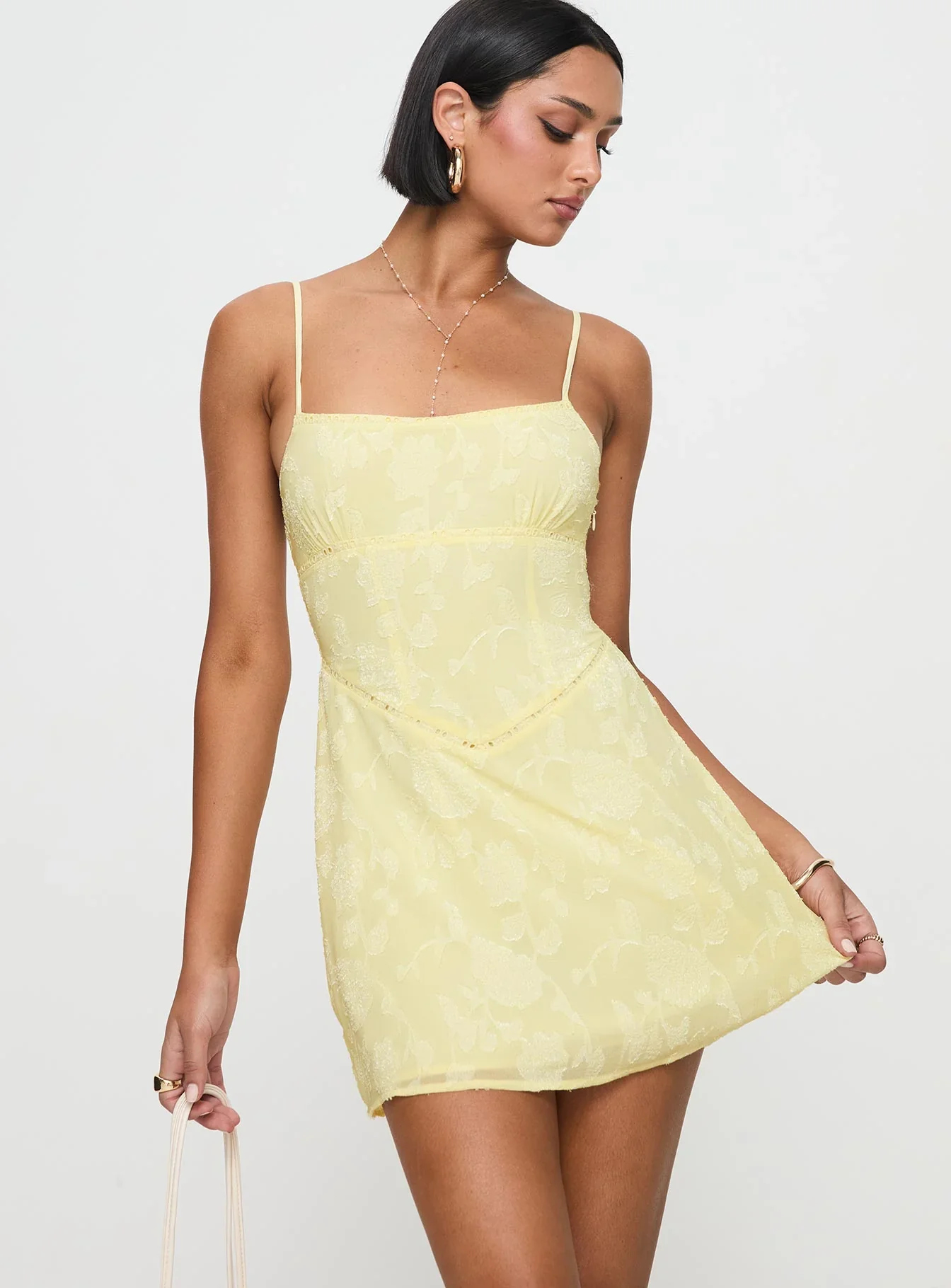 South Of France Mini Dress Yellow - luluinthesky