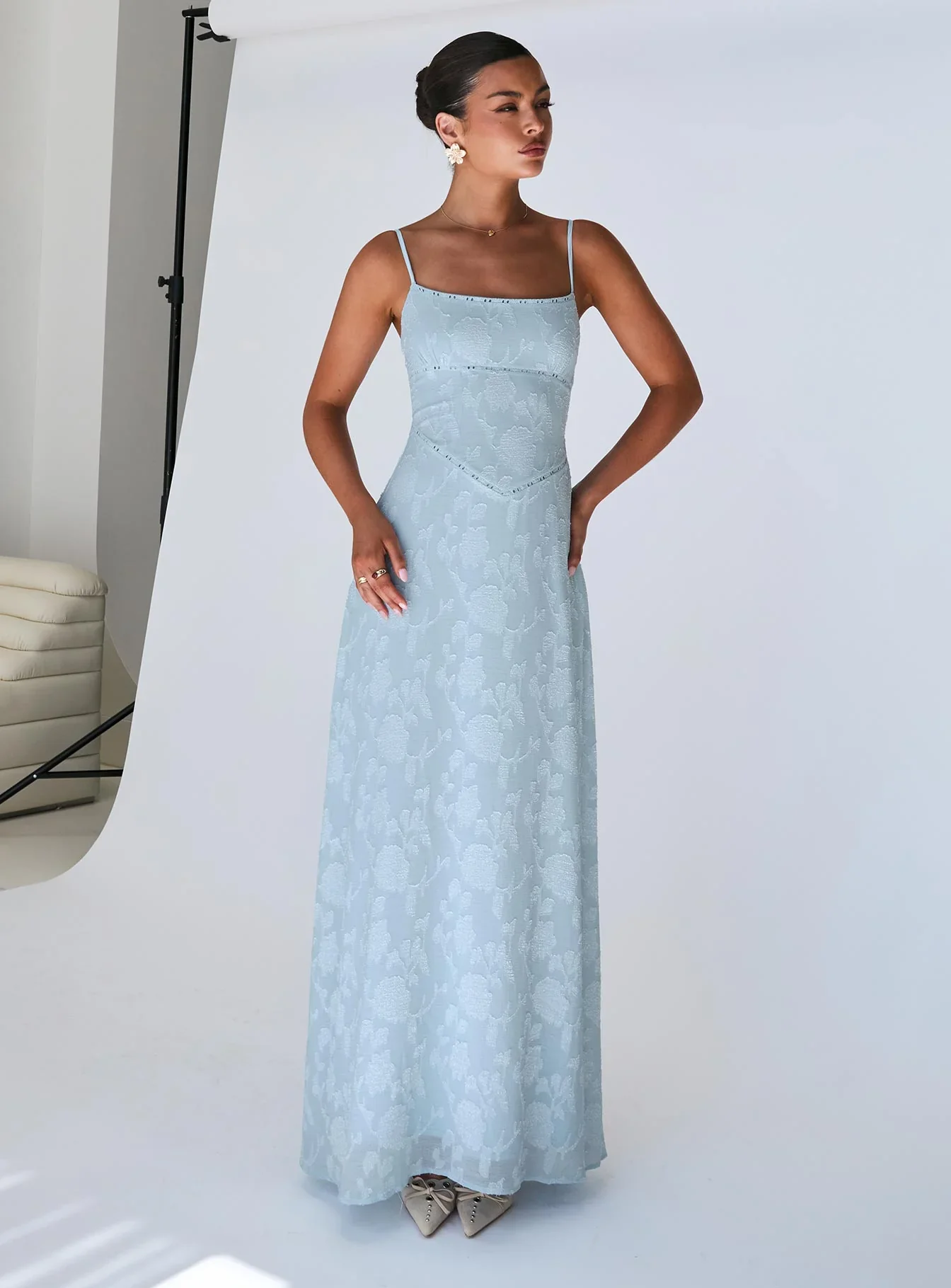 South Of France Maxi Dress Blue Petite - luluinthesky