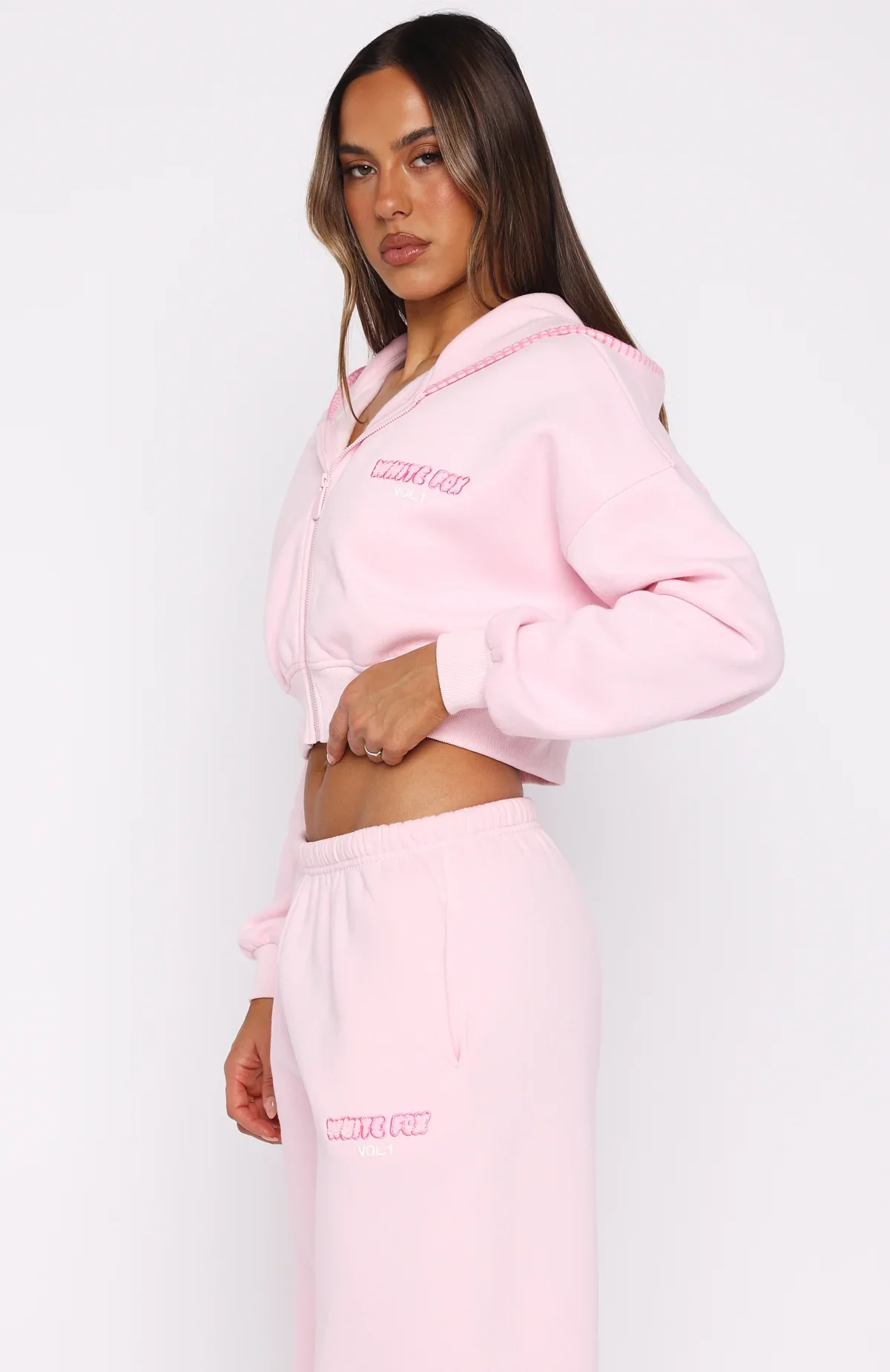 Vol. 1 Cropped Zip Front Hoodie Posy - luluinthesky