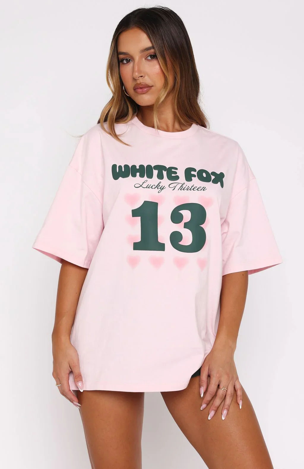 Lucky Thirteen Charise Oversized Tee Soft Pink - luluinthesky