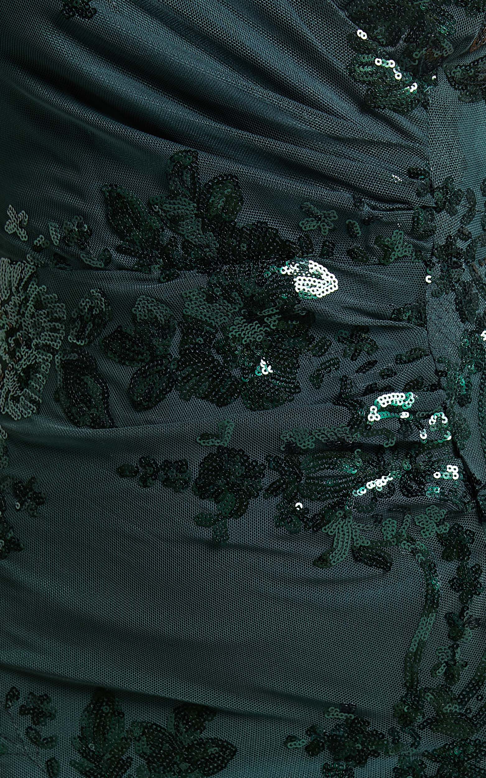 Out Till Dawn Maxi Dress Thigh Split Dress in Emerald Sequin - luluinthesky