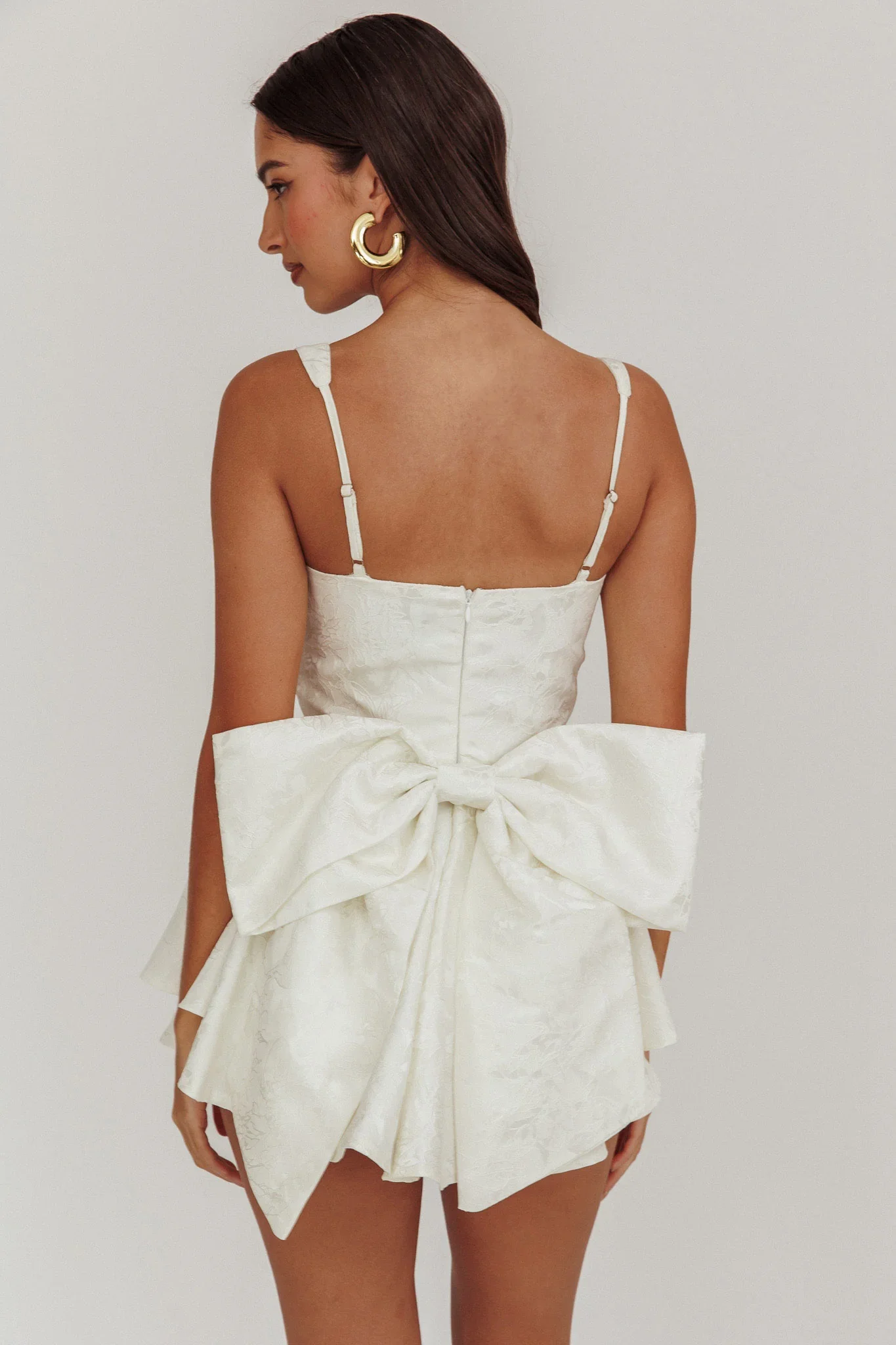 All To You Jacquard Bow Romper White - luluinthesky