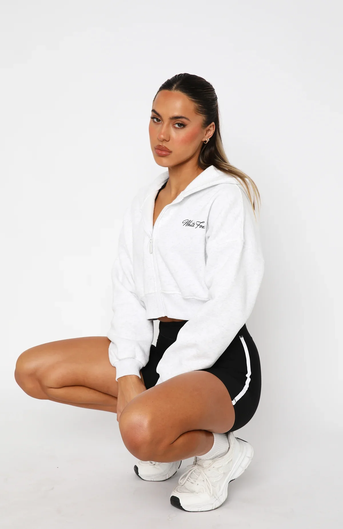 Stepping Out Cropped Hoodie Grey Marle - luluinthesky