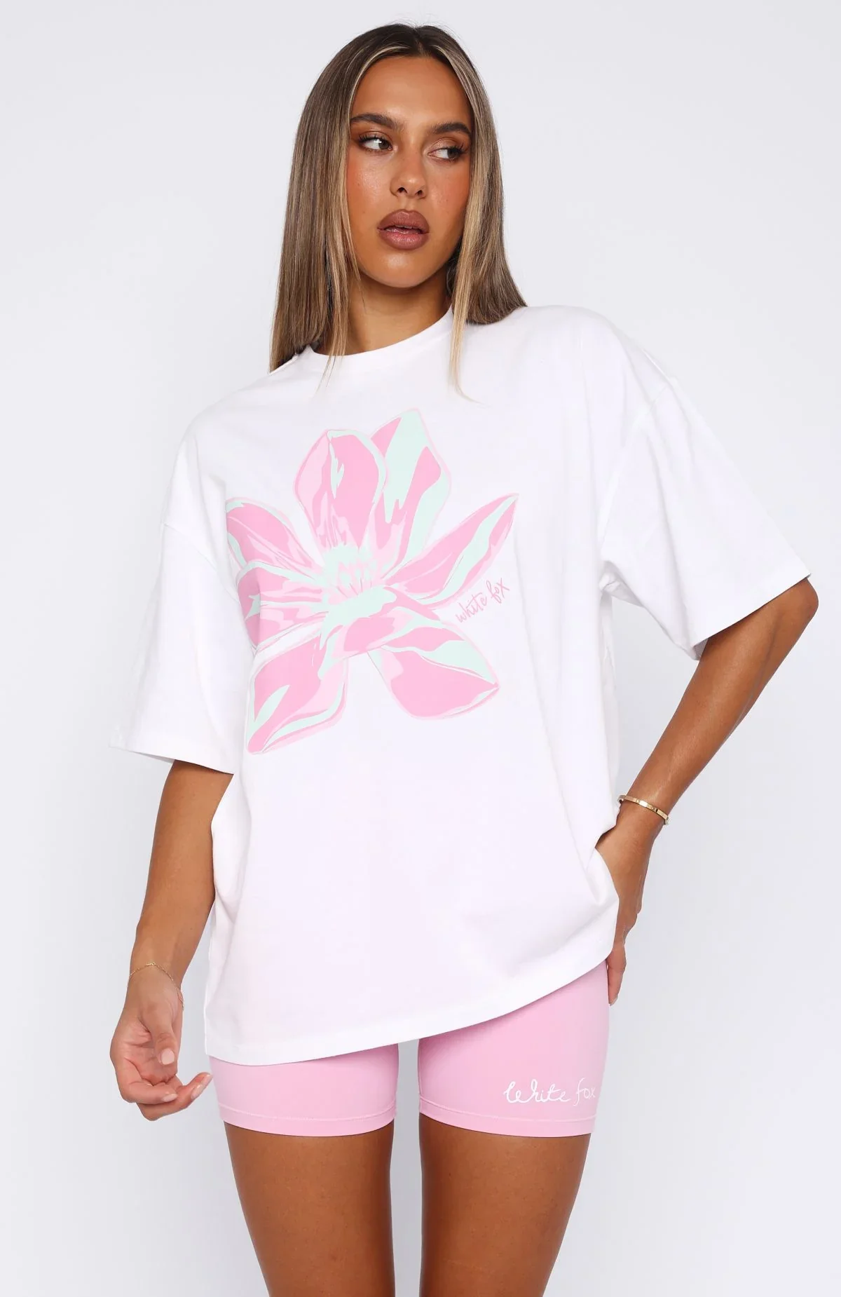 Pick You A Flower Oversized Tee White - luluinthesky