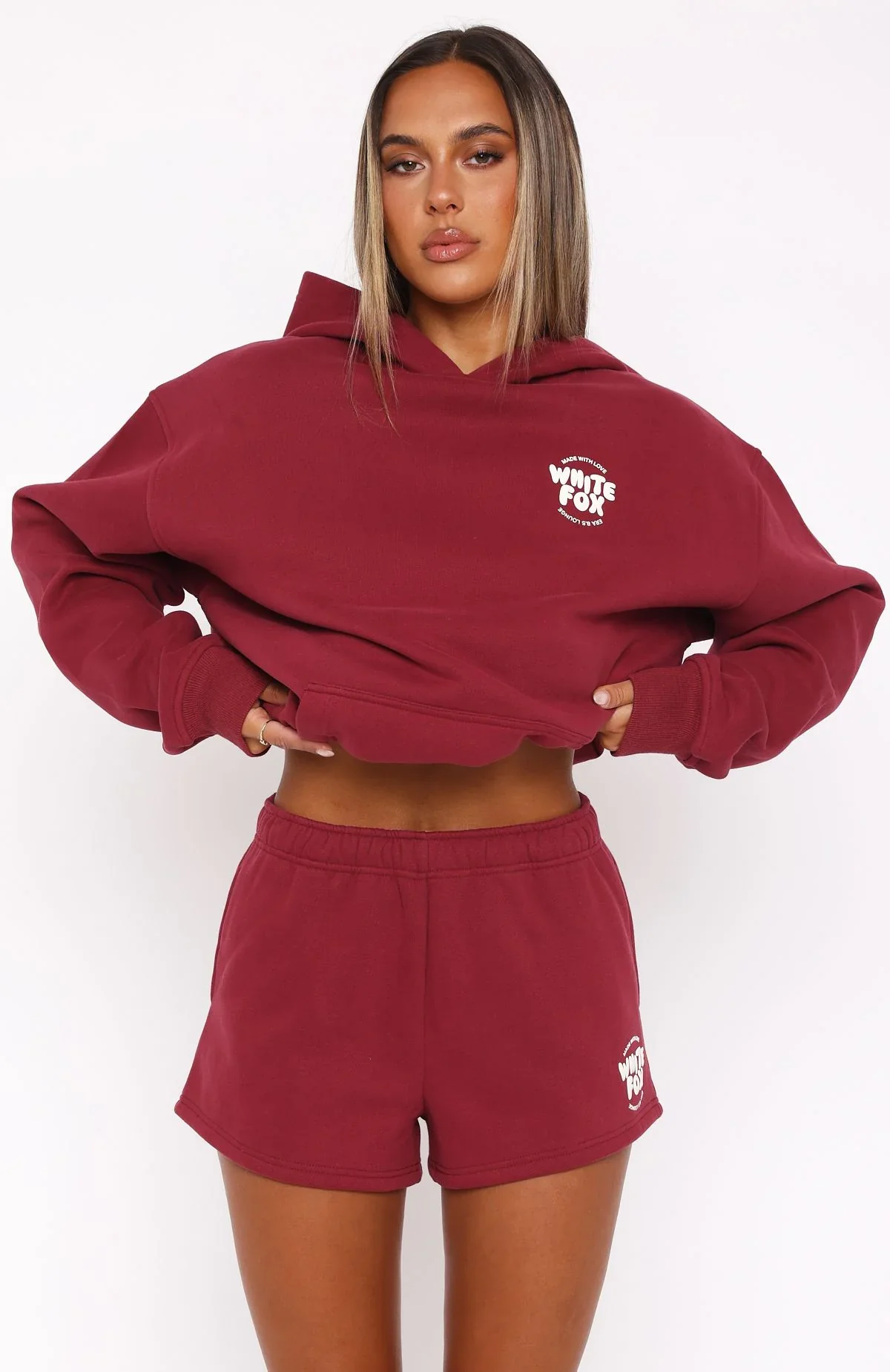 With Love For You Lounge Shorts Burgundy - luluinthesky