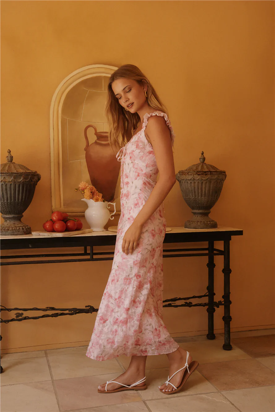 Rose Petal Reverie Midi Dress Pink - luluinthesky