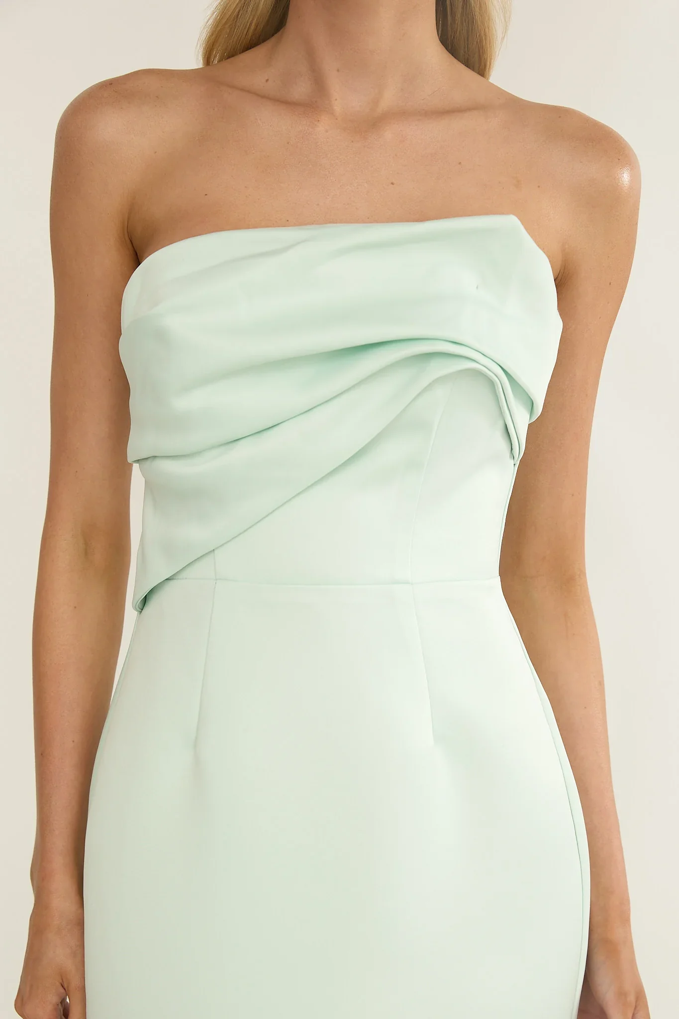 Fleur Sky Strapless Pleat Bust Maxi Dress Mint - luluinthesky