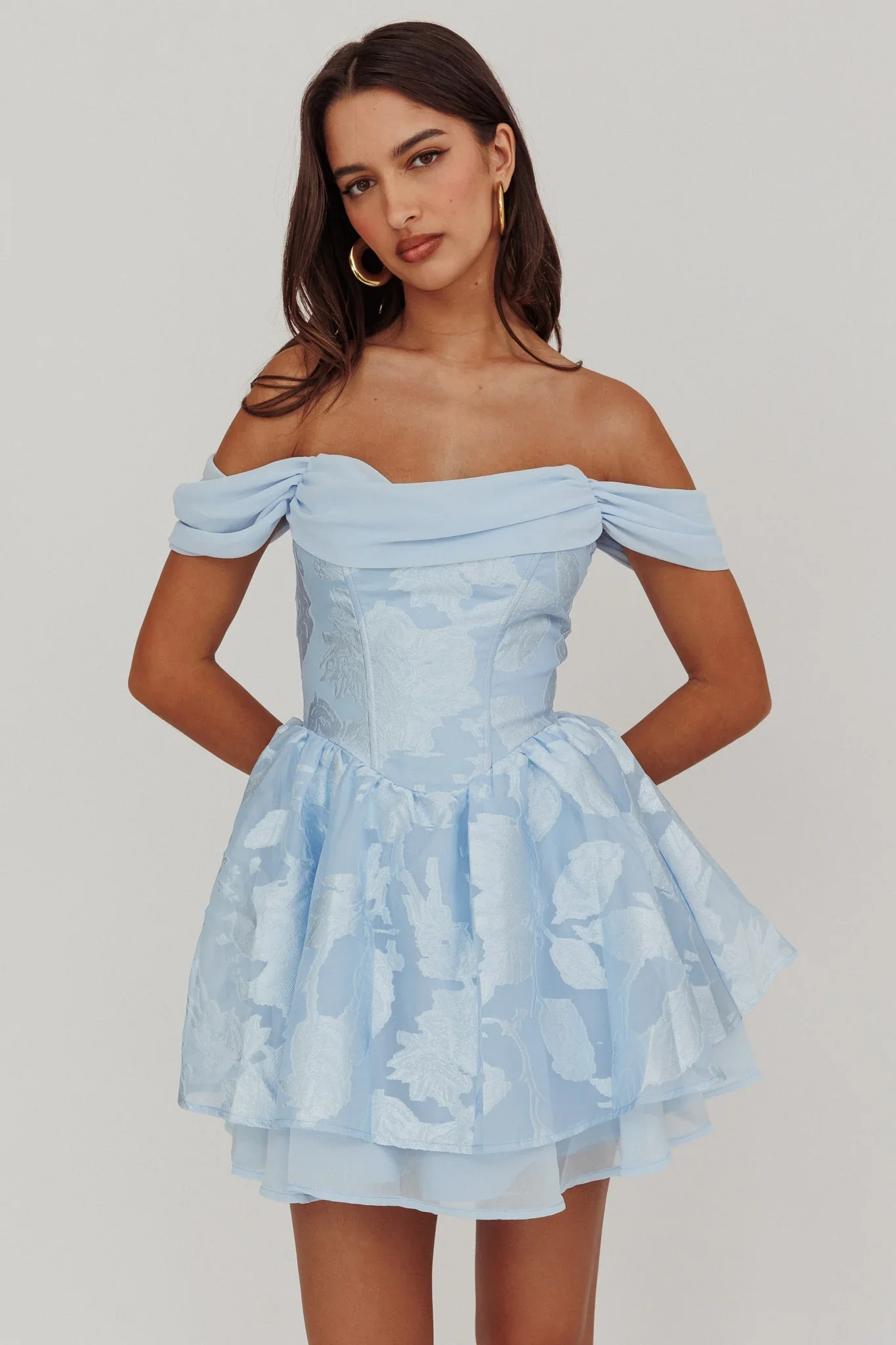 Lusting Off-Shoulder Mini Dress Blue - luluinthesky