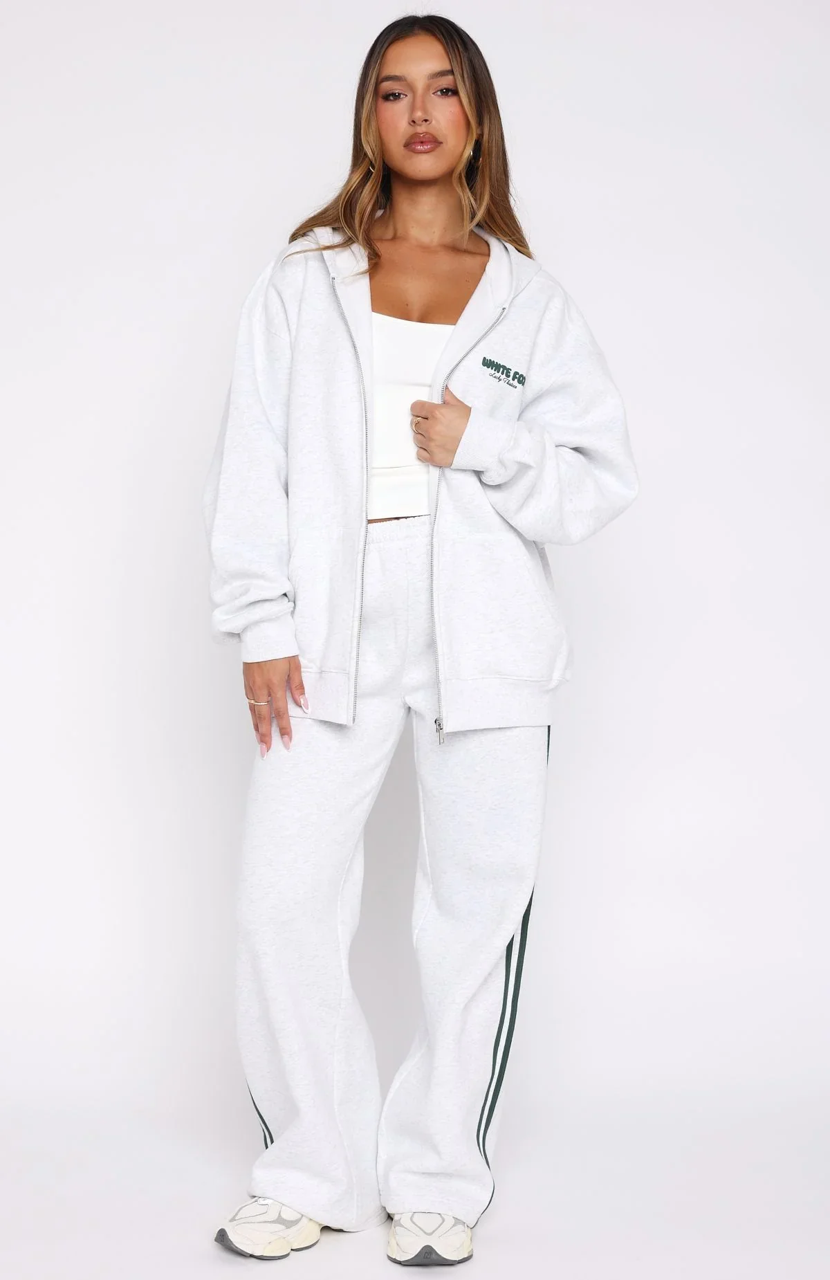 Lucky Thirteen Charise Wide Leg Sweatpants Grey Marle - luluinthesky