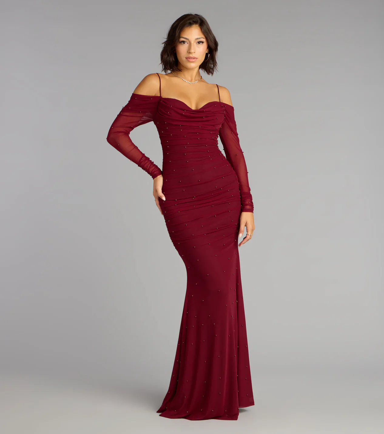 Lindsey Pearl Cold Shoulder Mermaid Formal Dress - luluinthesky