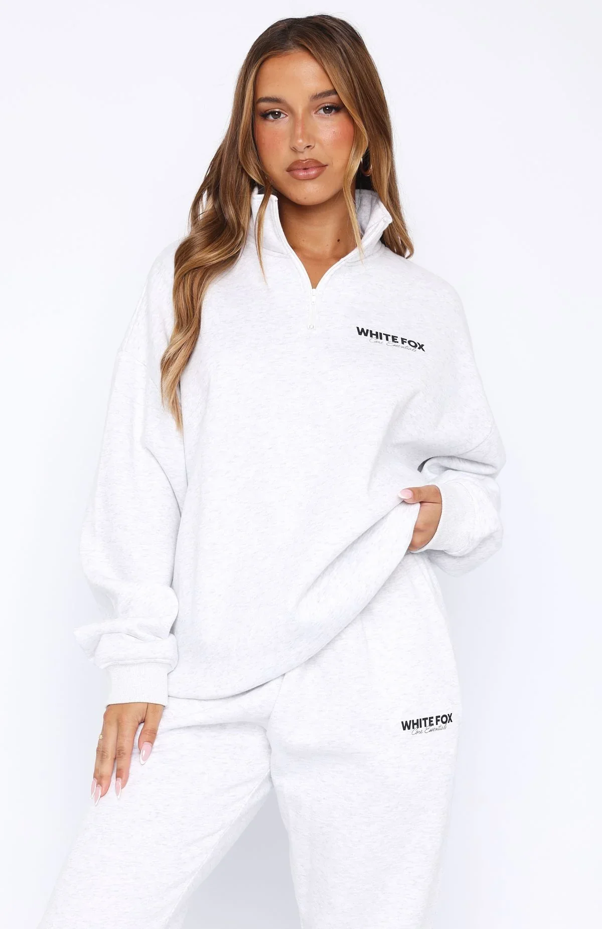 Core Essentials Zip Sweater Grey Marle - luluinthesky