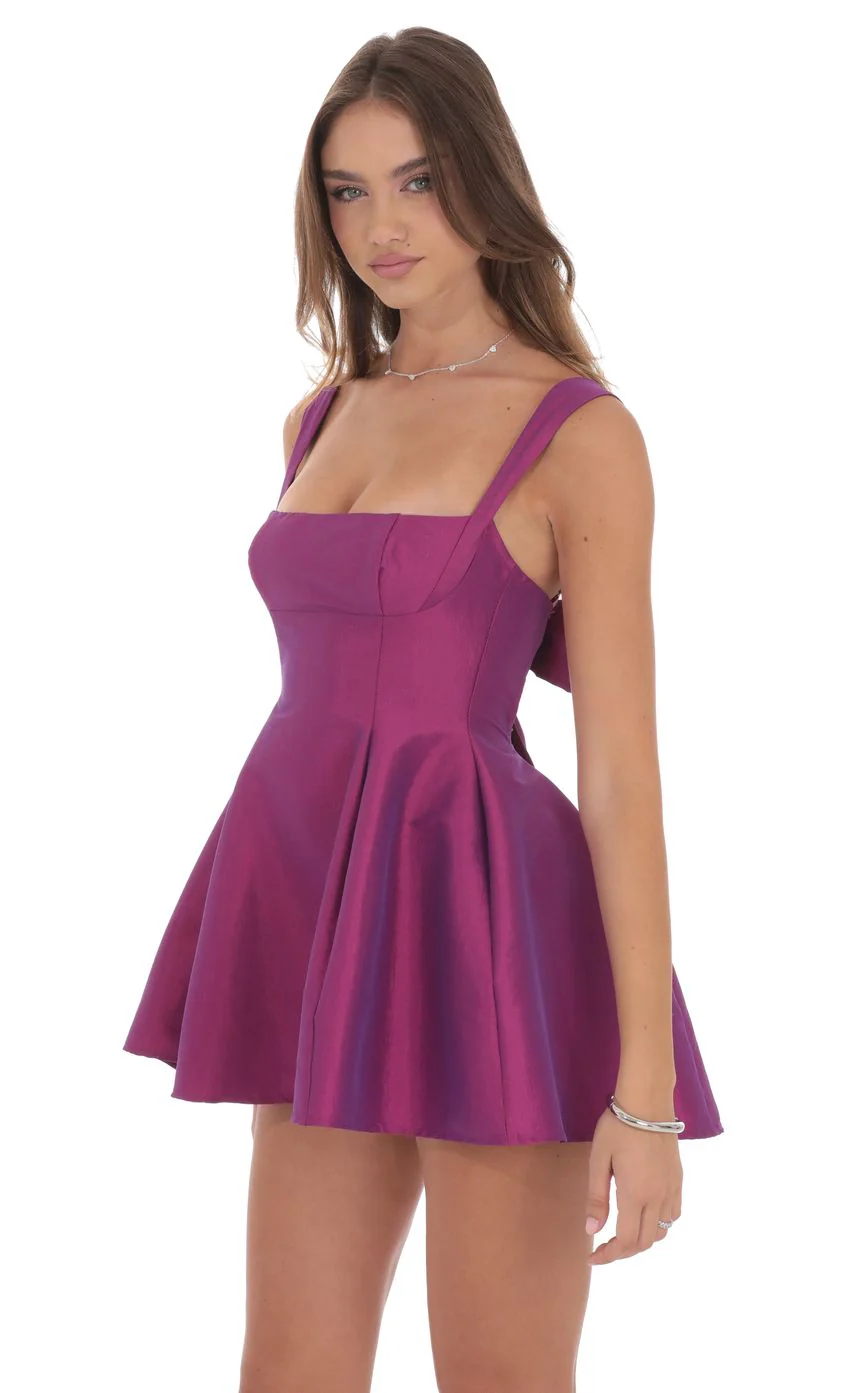 Duo Chrome Fit and Flare Dress in Berry - luluinthesky
