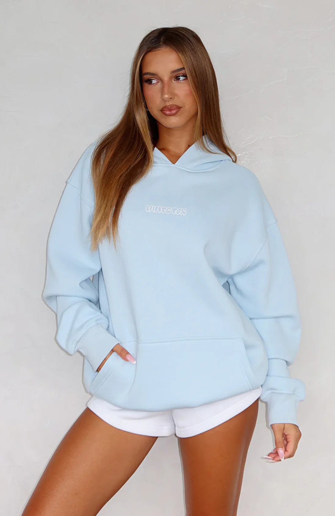 Take A Guess Oversized Hoodie Baby Blue - luluinthesky