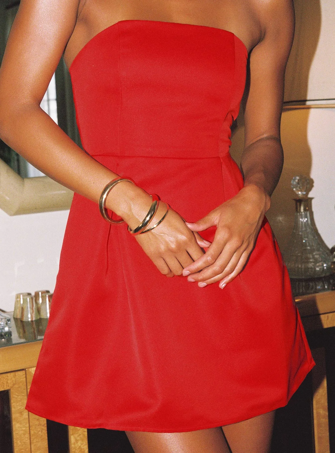 Spader Corset Mini Dress Red - luluinthesky