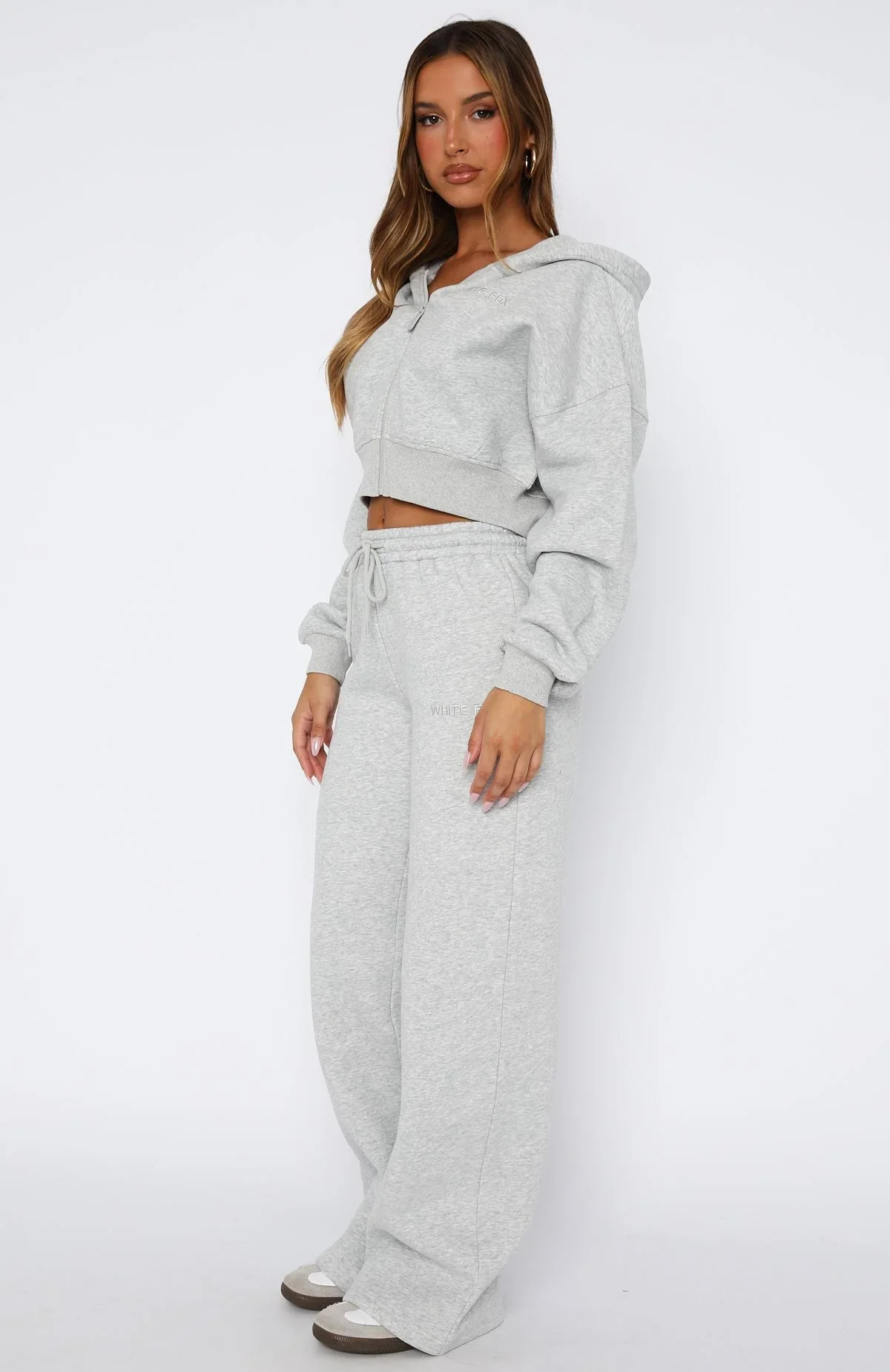 Stay Lifted Wide Leg Sweatpants Dark Grey Marle - luluinthesky