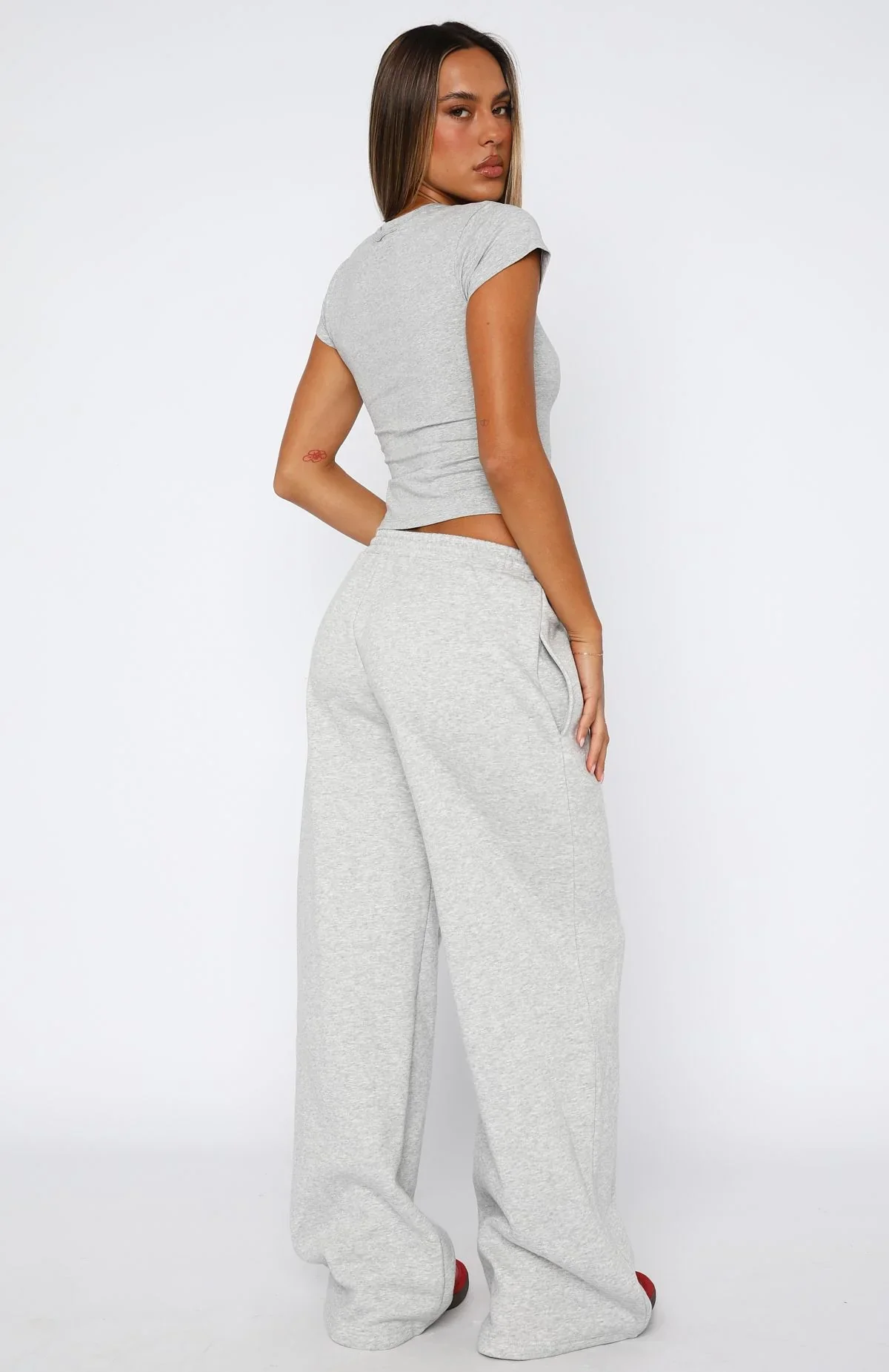 From The Archives Jaxx Wide Leg Sweatpant Dark Grey Marle - luluinthesky