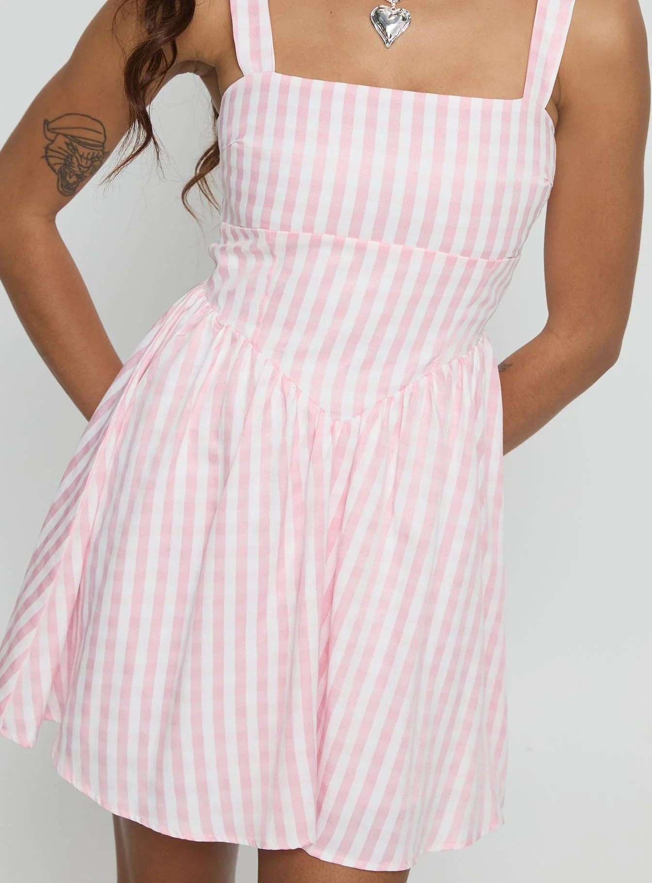 Yoselyn Pleat Mini Dress Pink Check - luluinthesky