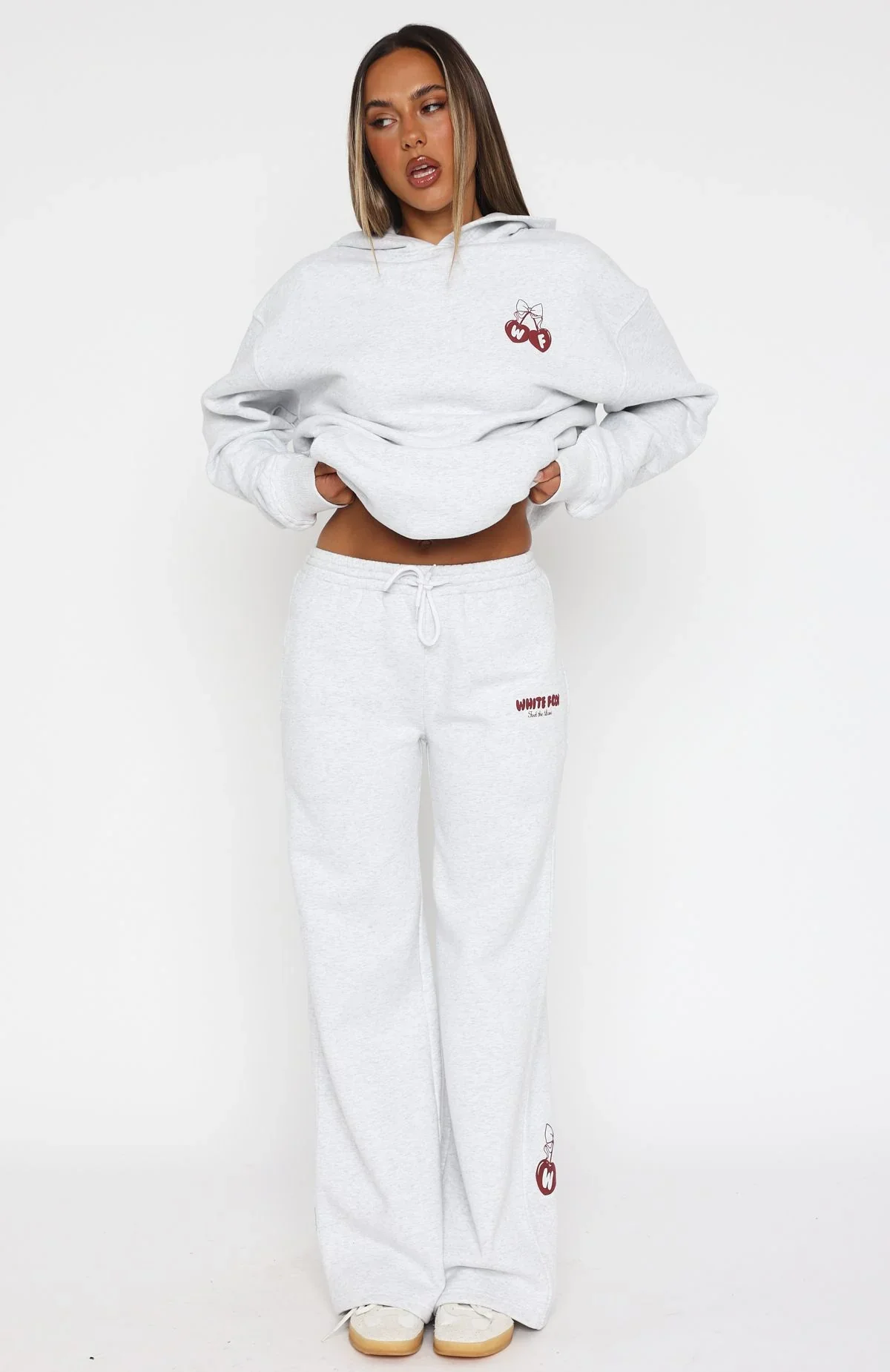 Feel The Love Wide Leg Sweatpants Grey Marle - luluinthesky