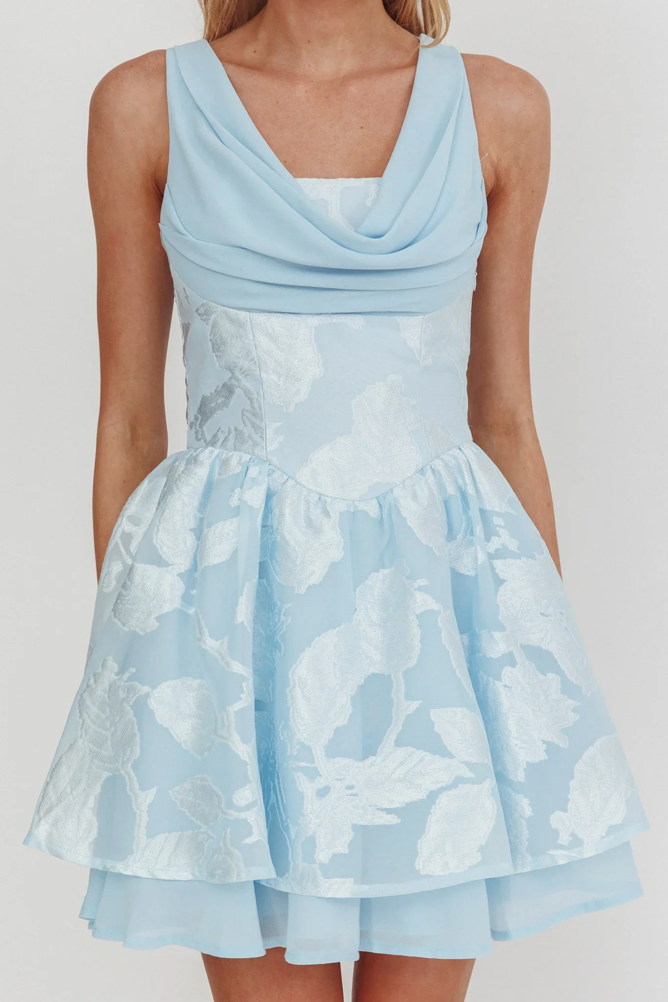 Lusting Lace-Up Back Mini Dress Ice Blue - luluinthesky