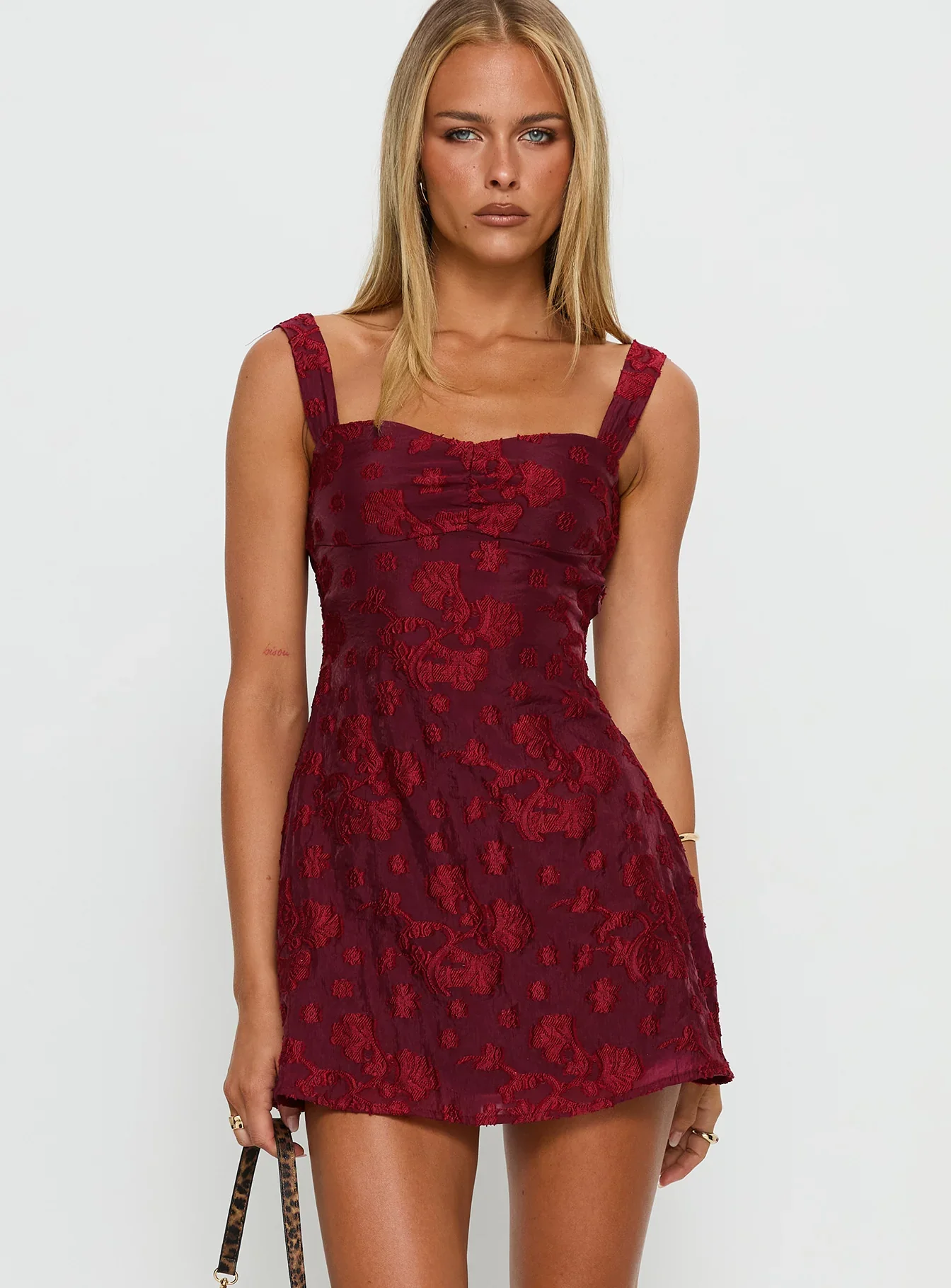Mcbeath Mini Dress Burgundy Burnout - luluinthesky