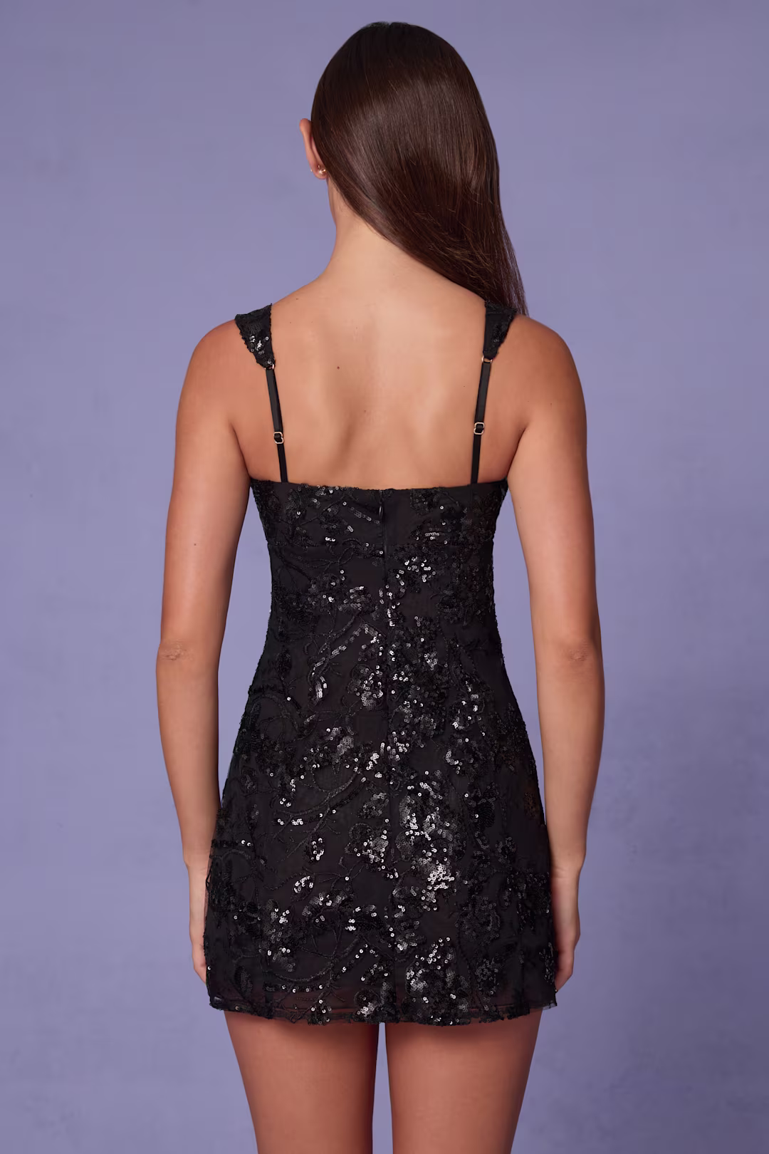 Embellished A-line Mini Dress in Black - luluinthesky