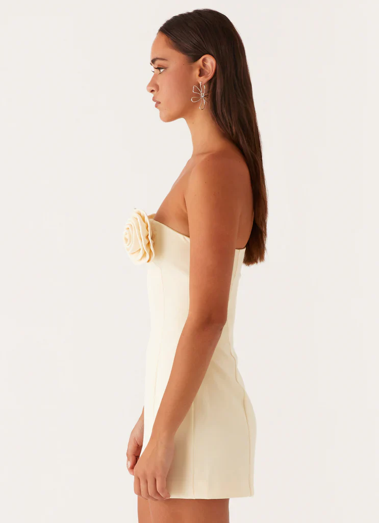 Patsie Strapless Mini Dress - Yellow - luluinthesky