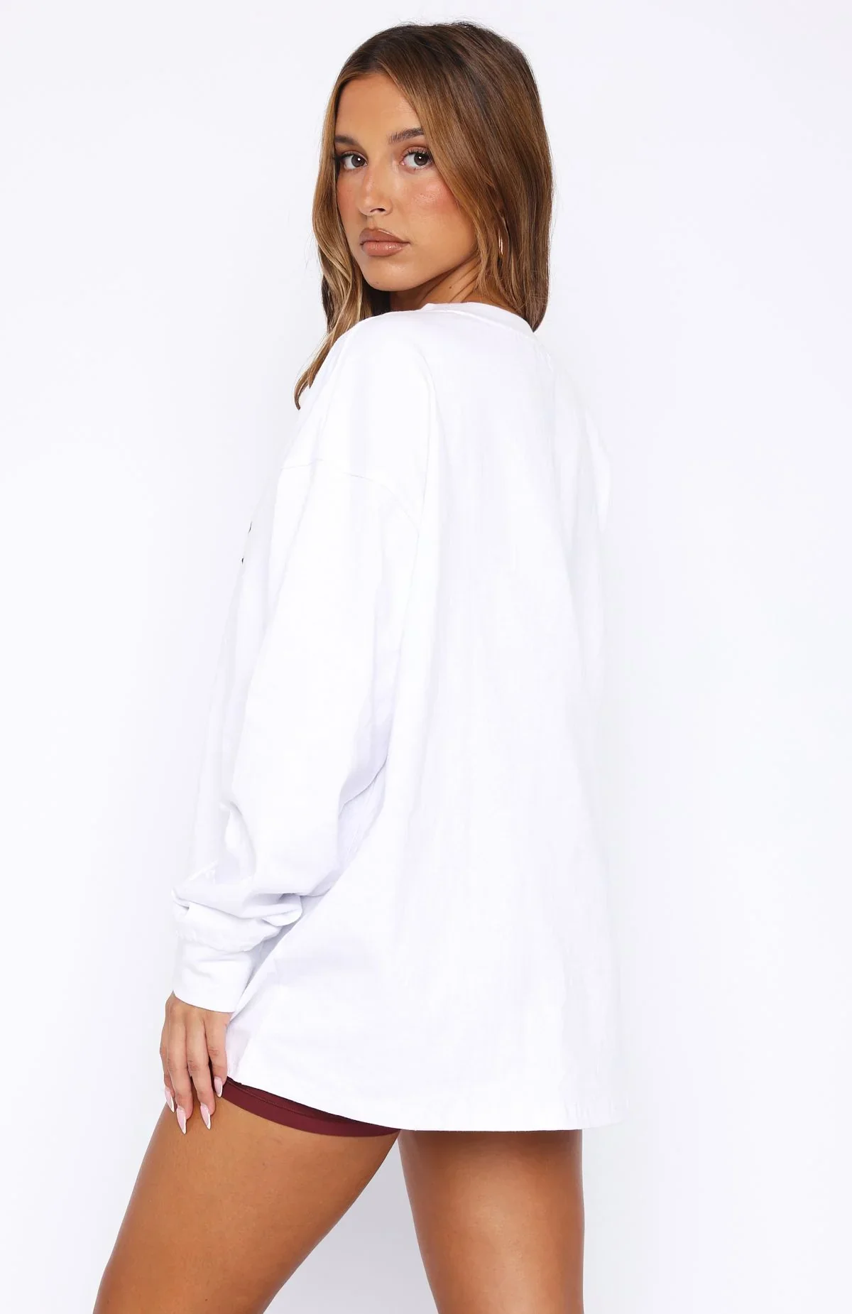 Stand With You Long Sleeve Oversized Tee White - luluinthesky