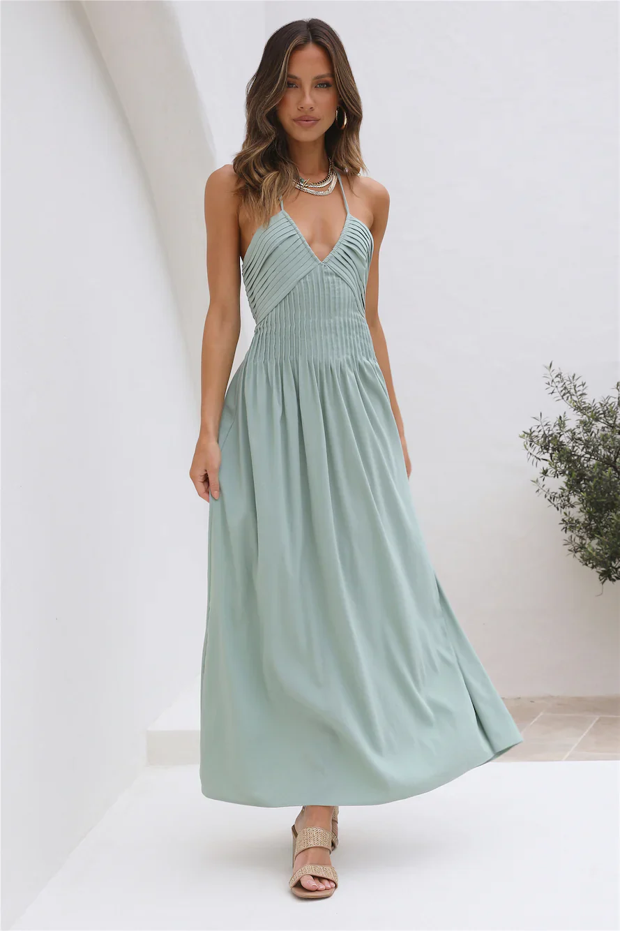 Cross My Heart Maxi Dress Sage - luluinthesky