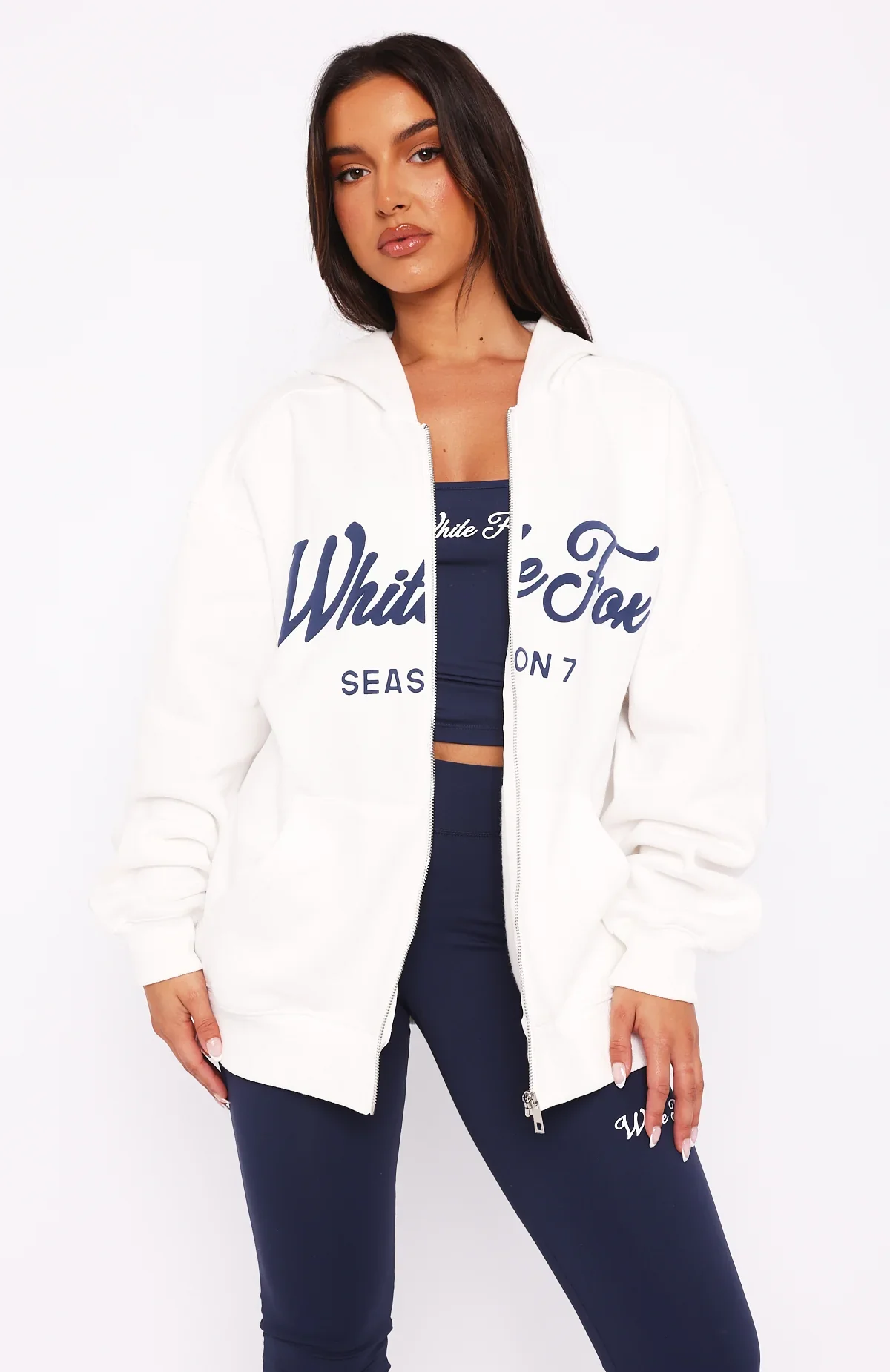 Season 7 Zip Front Hoodie Snow - luluinthesky