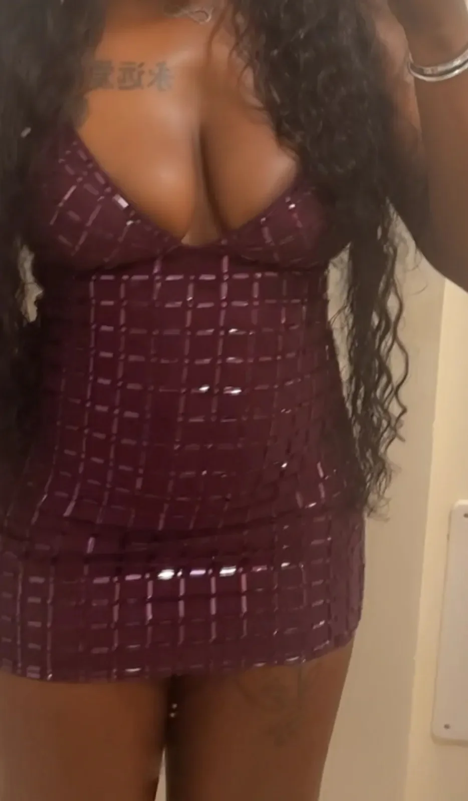 Embellished Plunge Mini Dress in Deep Purple - luluinthesky