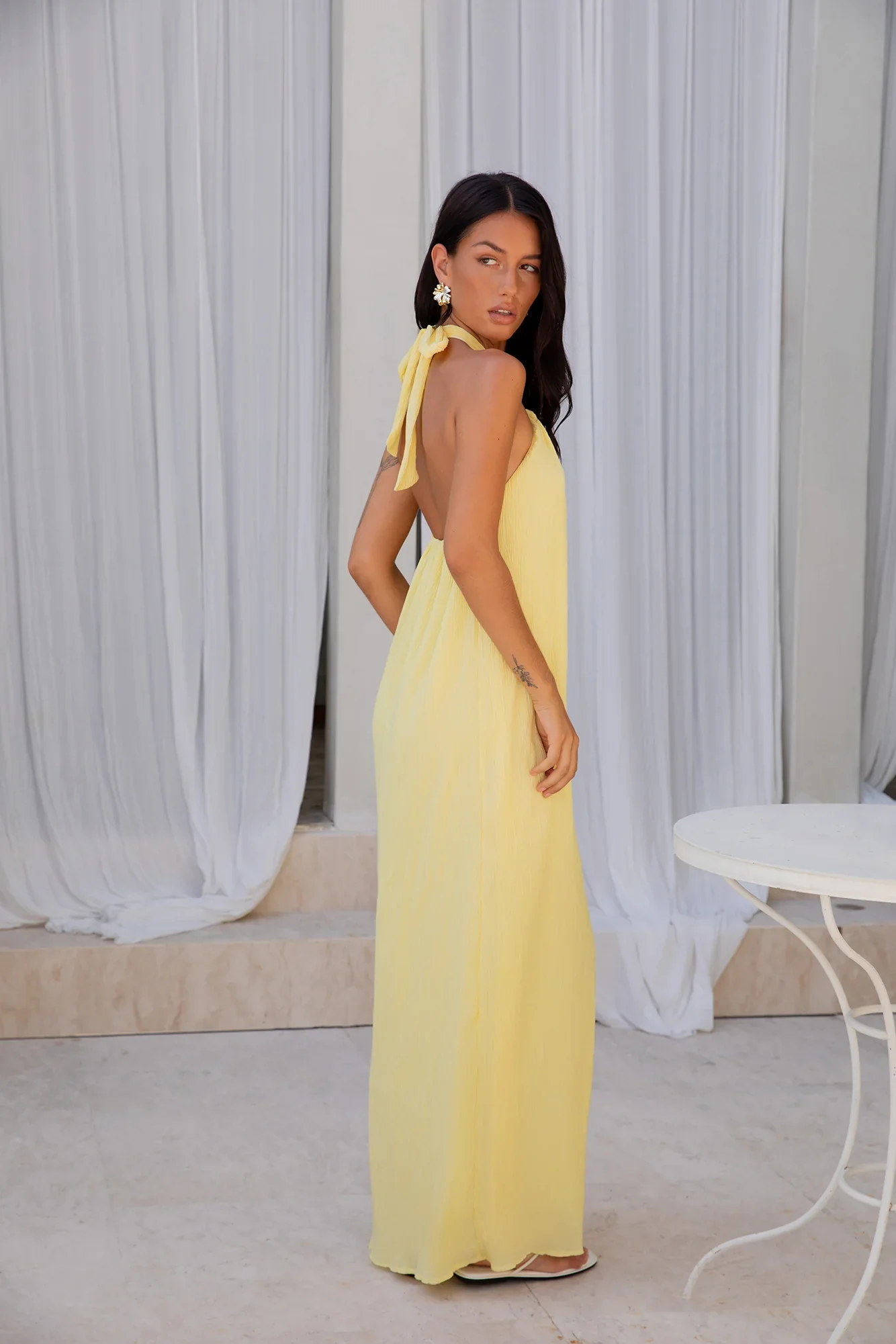 Isle Of Chic Halter Maxi Dress Yellow - luluinthesky
