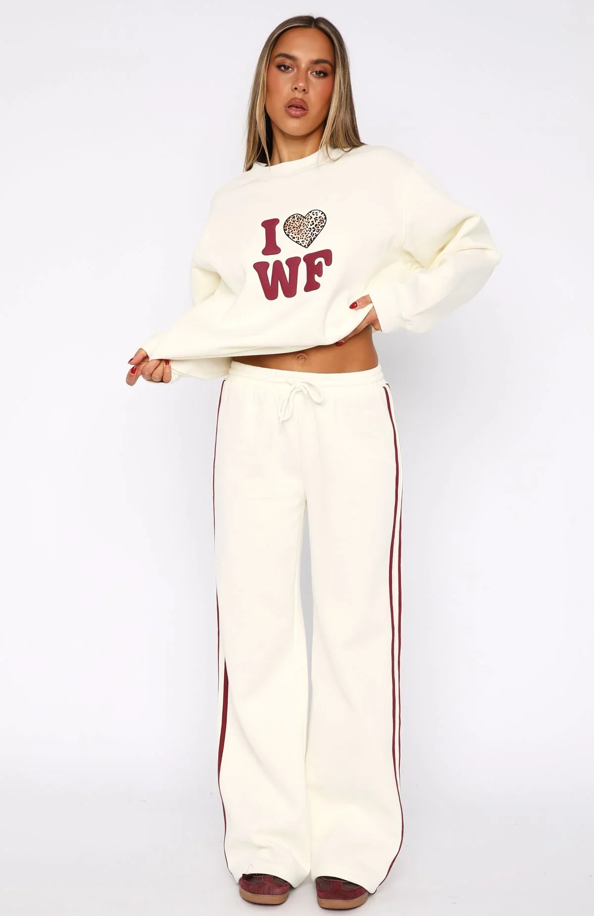 11th Street Out & About Wide Leg Sweatpants Cake Batter - luluinthesky