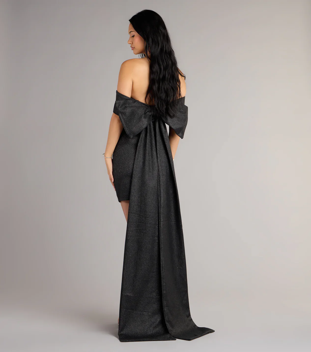 Lucinda Glitter Bow Mini Dress - luluinthesky