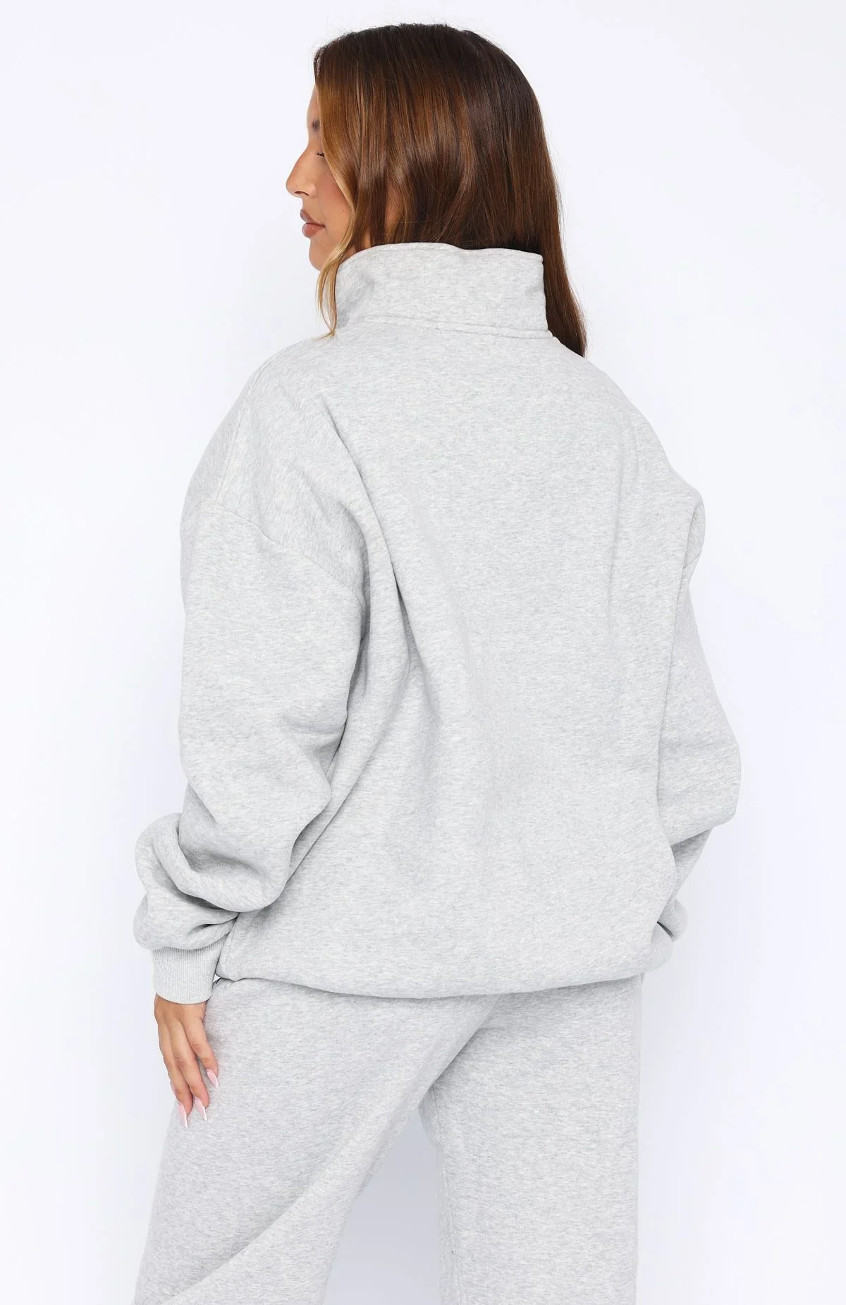 Core Classic Zip Front Sweater Dark Grey Marle - luluinthesky