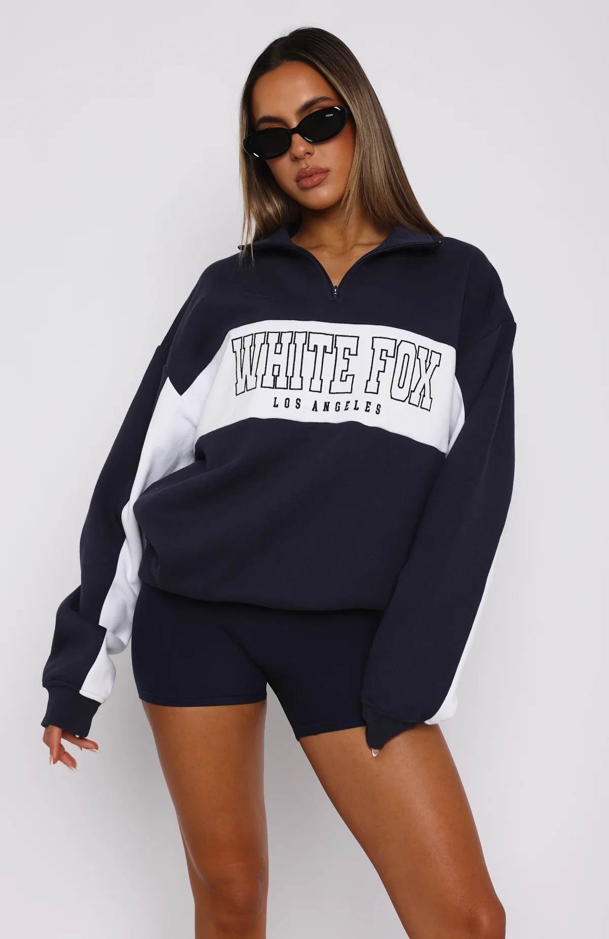 Jokes On You Zip Front Sweater Navy - luluinthesky