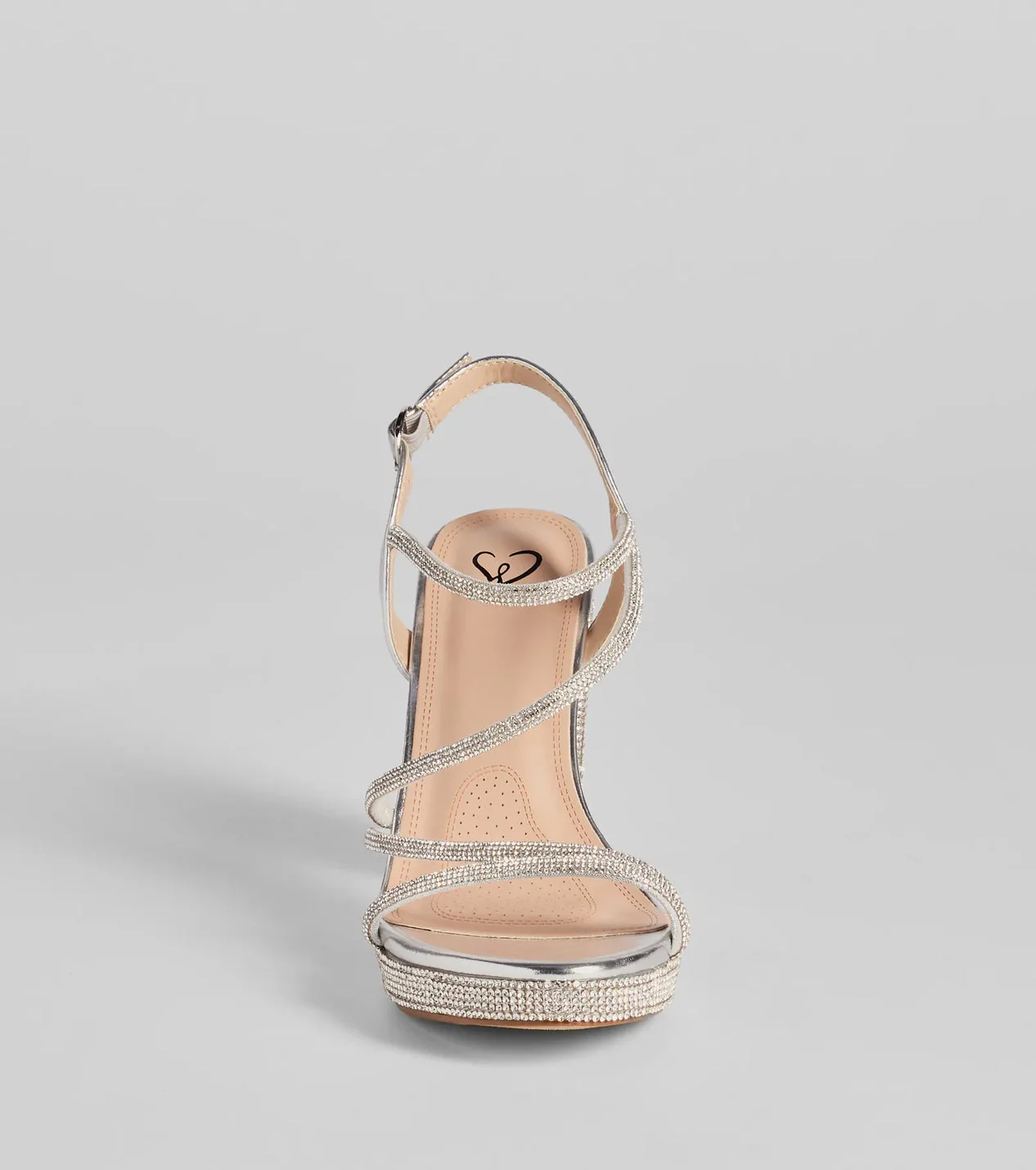 Glam Stride Rhinestone Metallic Platform Block Heels - luluinthesky