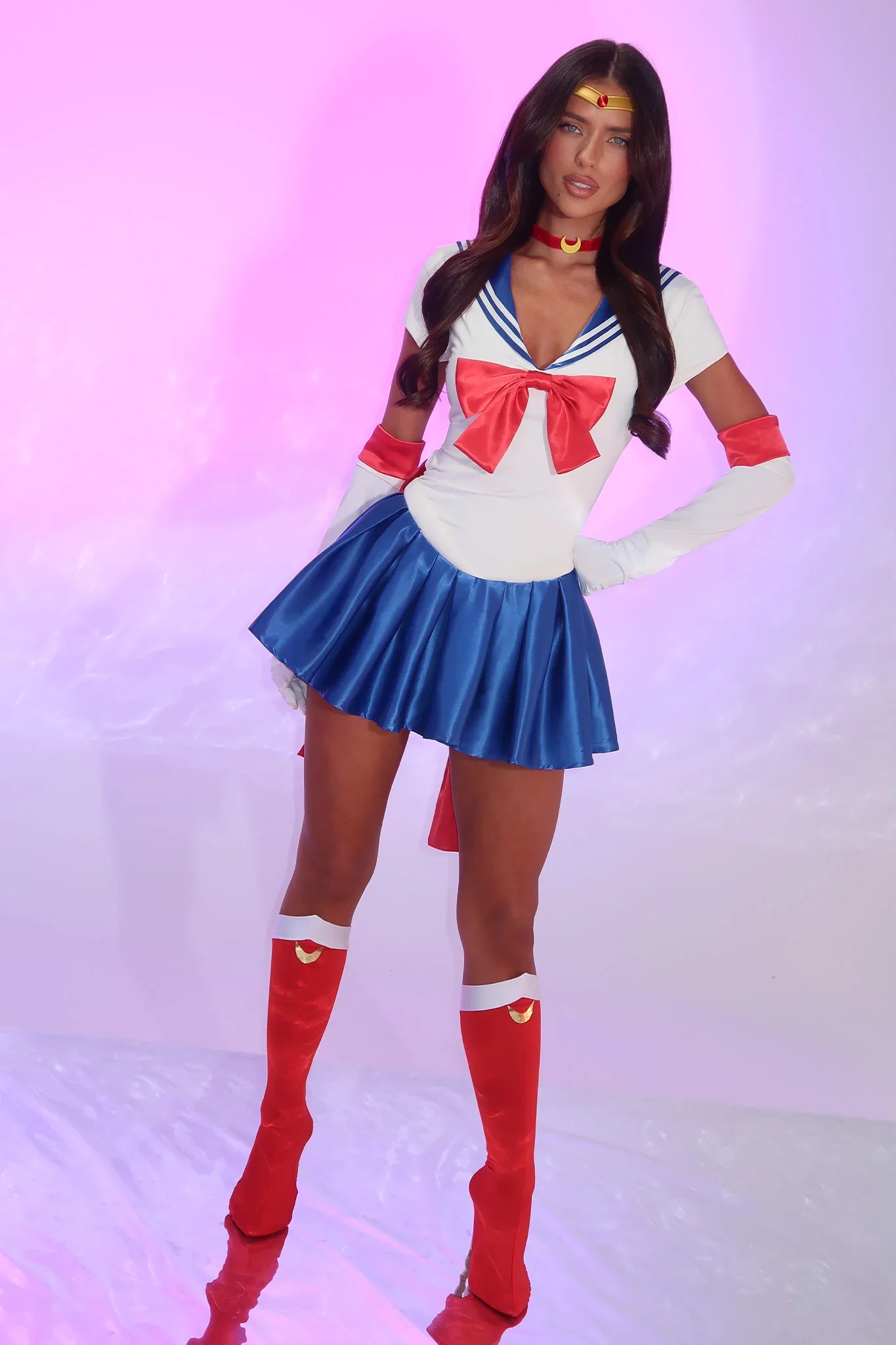 Moonlight Justice 2 Piece Set - White/Blue - luluinthesky