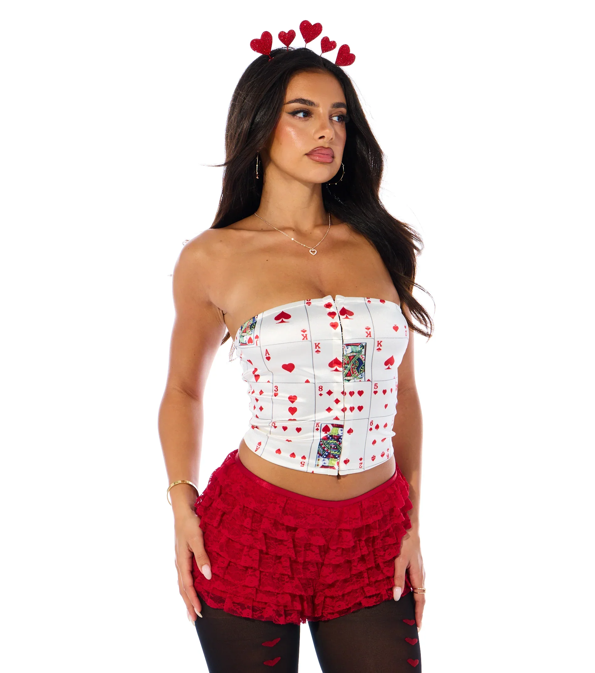 Queen Of Hearts Satin Corset Top - luluinthesky